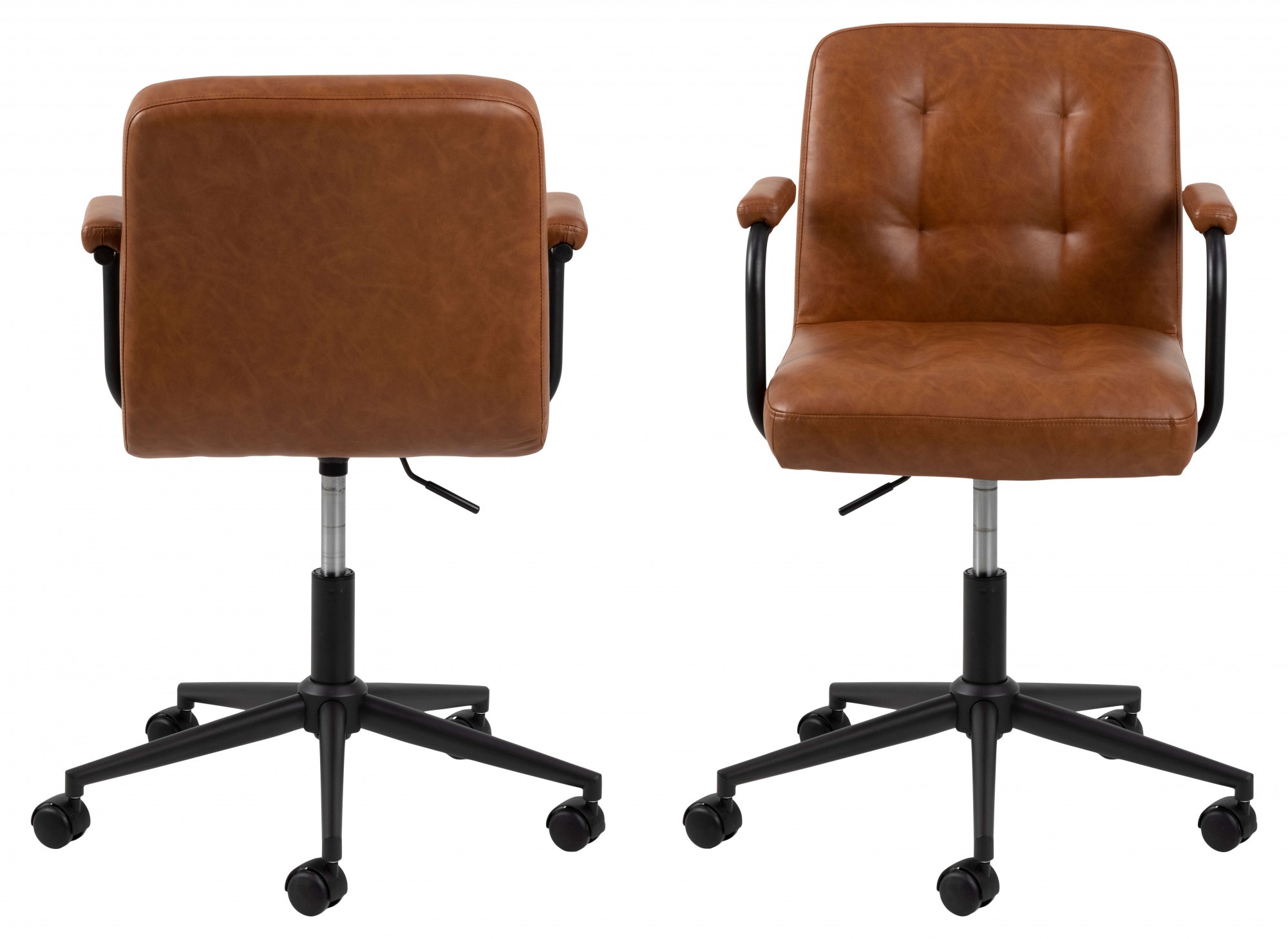 Schreibtischstuhl ACTONA GROUP, B:56cm H:88,5cm T:59cm, braun, 100% PU, Stühle, "Cosmo Drehstuhl", Kunstleder, 5-Sterne-Fußkreuz, Drehfunkt.,