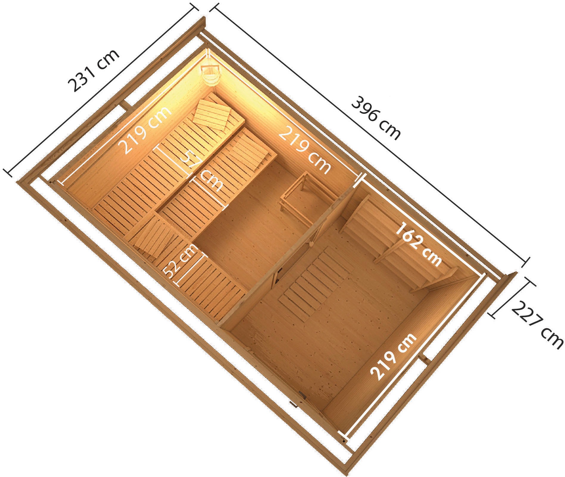 KONIFERA Saunahaus »Uwe 3«, 9-kW-Ofen mit ext. Steuerung