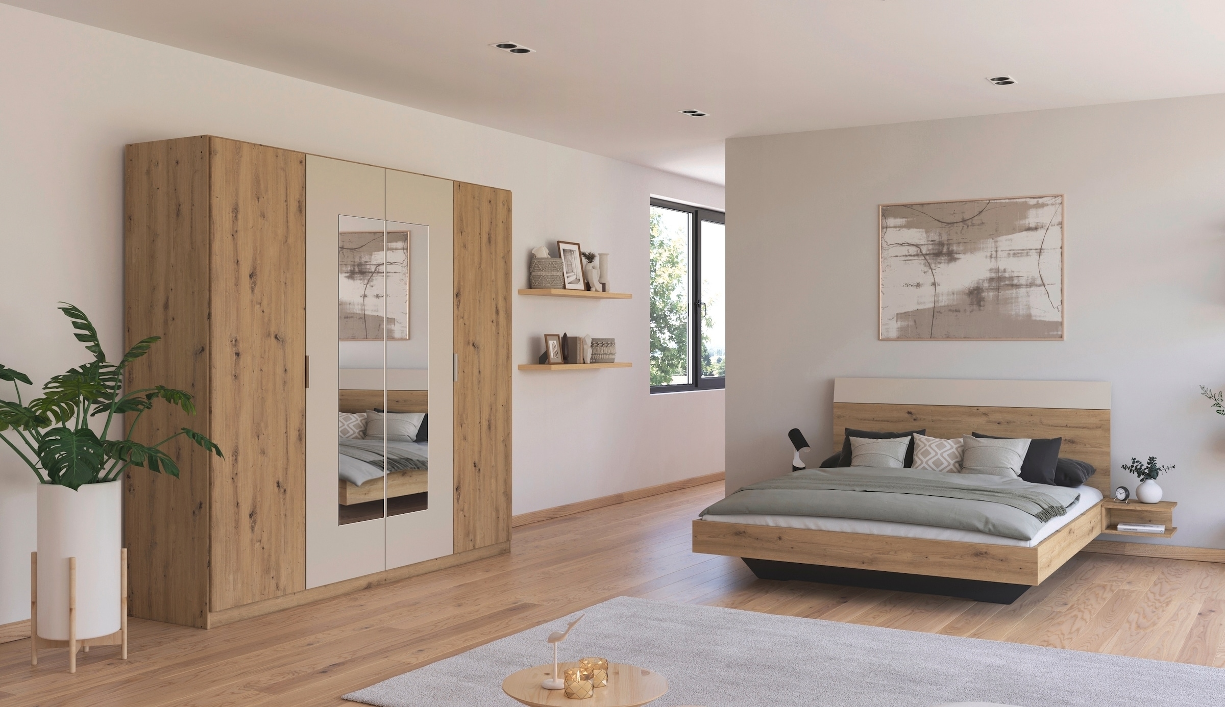 rauch Schlafzimmer-Set »Monza«, mit Drehtürenschrank Breite 226 cm, Bettanlage in 2 Breiten
