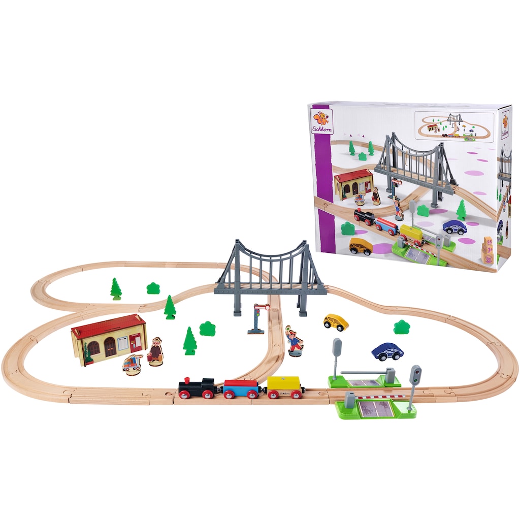 Eichhorn Spielzeug-Eisenbahn »Bahnset mit Brücke«, (Set, 55 tlg.)