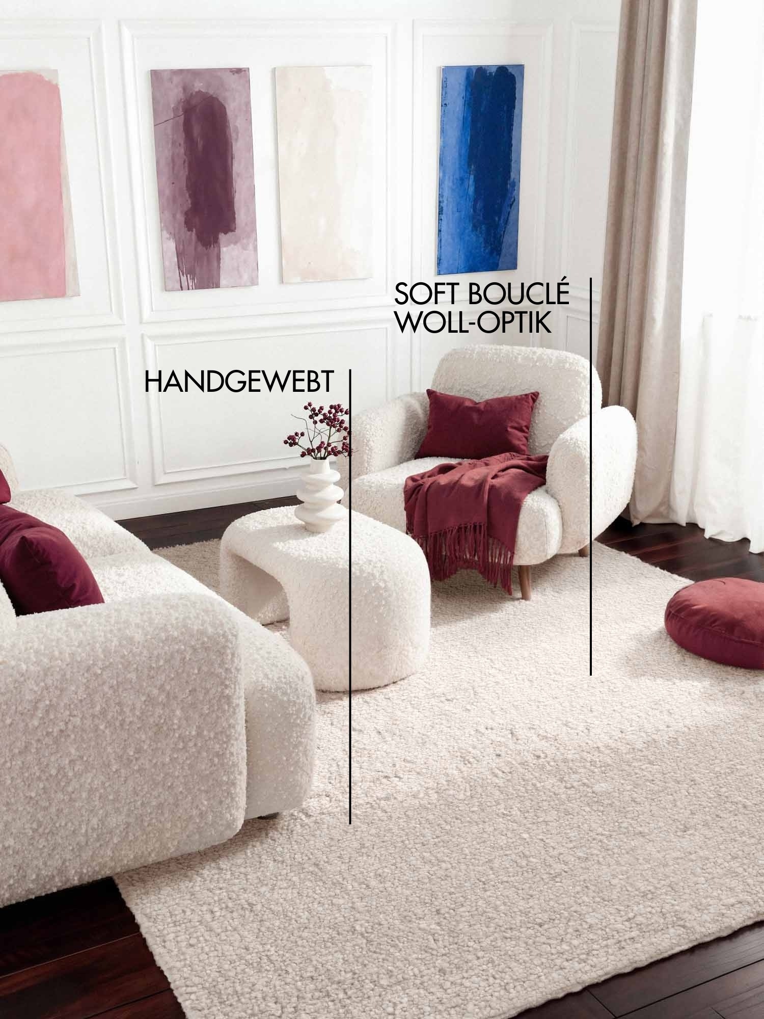 Teppich TED BAKER "Soft Bouclé Portobello, auch als Läufer", creme, B:160cm H:10mm L:230cm, Polyester, Teppiche, Teppich, Woll-Optik, Bouclé Meliert, Wohnzimmer, Esszimmer, Schlafzimmer, Flur 2