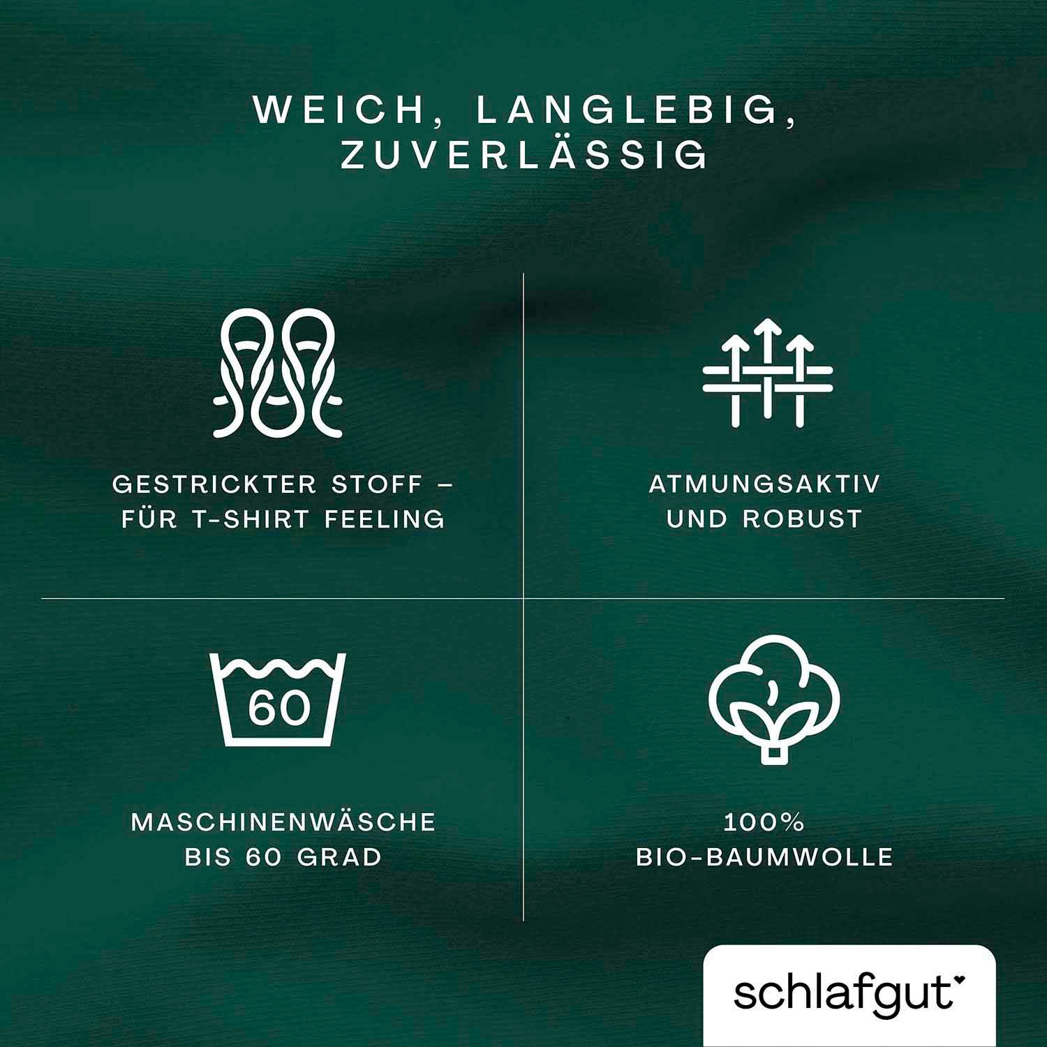 Thumbnail - Schlafgut Spannbettlaken "CASUAL Bettlaken 100% gekämmte Bio-Baumwolle, 150 g/m², Spannbetttuch" Bettlaken bis 25 cm Höh...