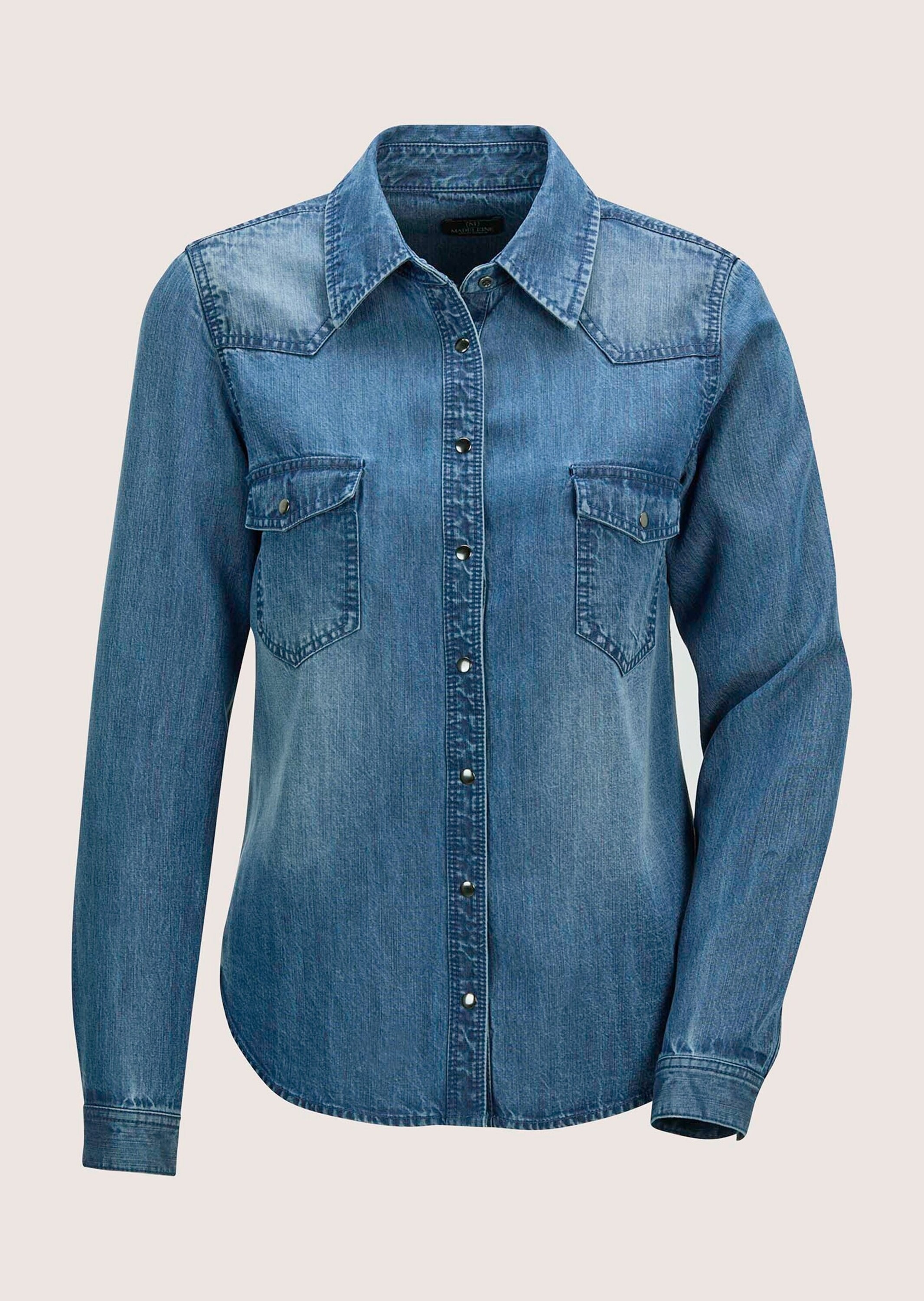 MADELEINE Langarmbluse "Hemdbluse Lässige Denim-Bluse mit Hemdkragen" günstig online kaufen