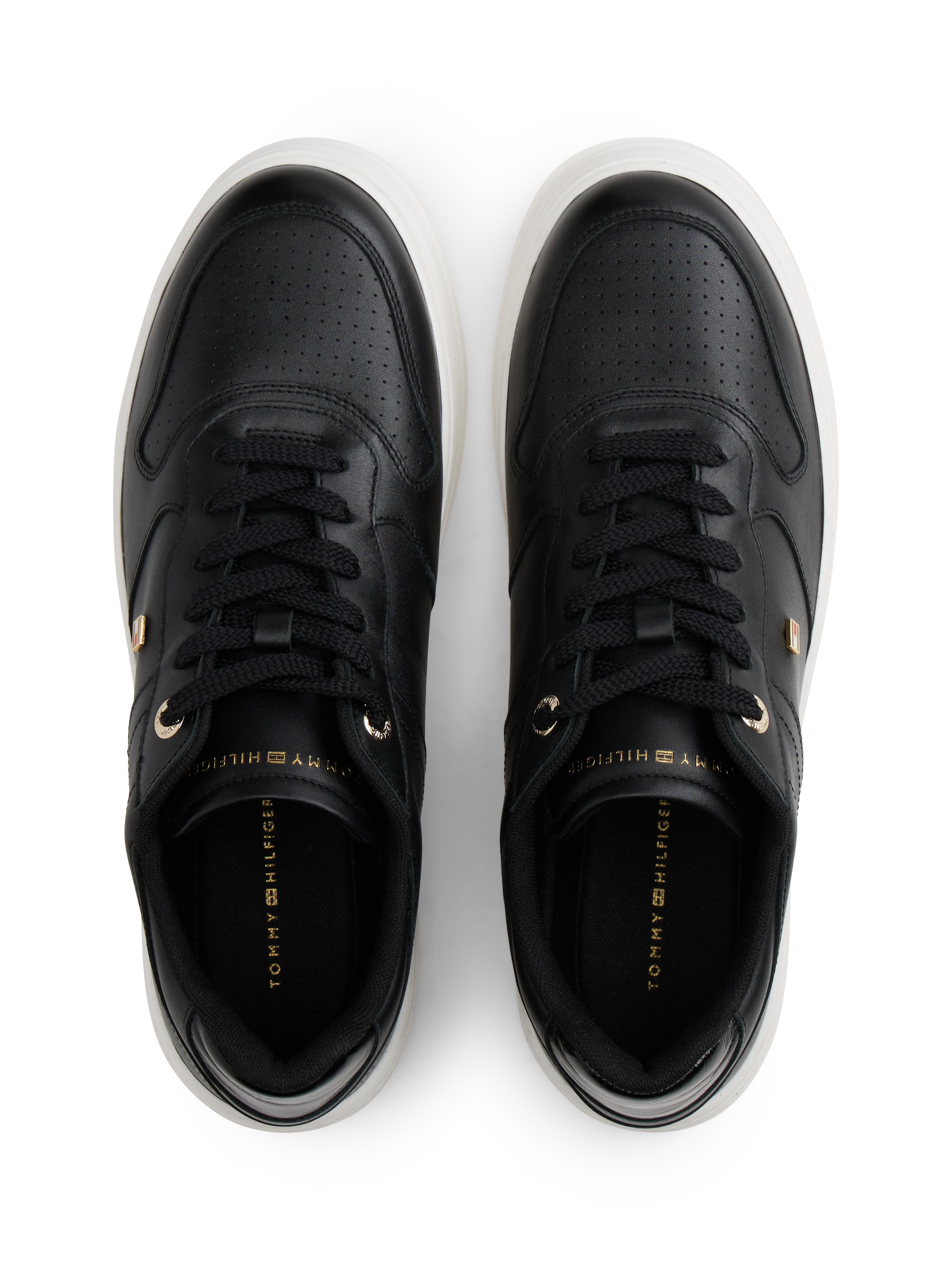 Tommy Hilfiger Plateausneaker »TH SPORTY CUPSOLE LEATHER«, Freizeitschuh, Halbschuh, Schnürschuh mit seitlichem Logo