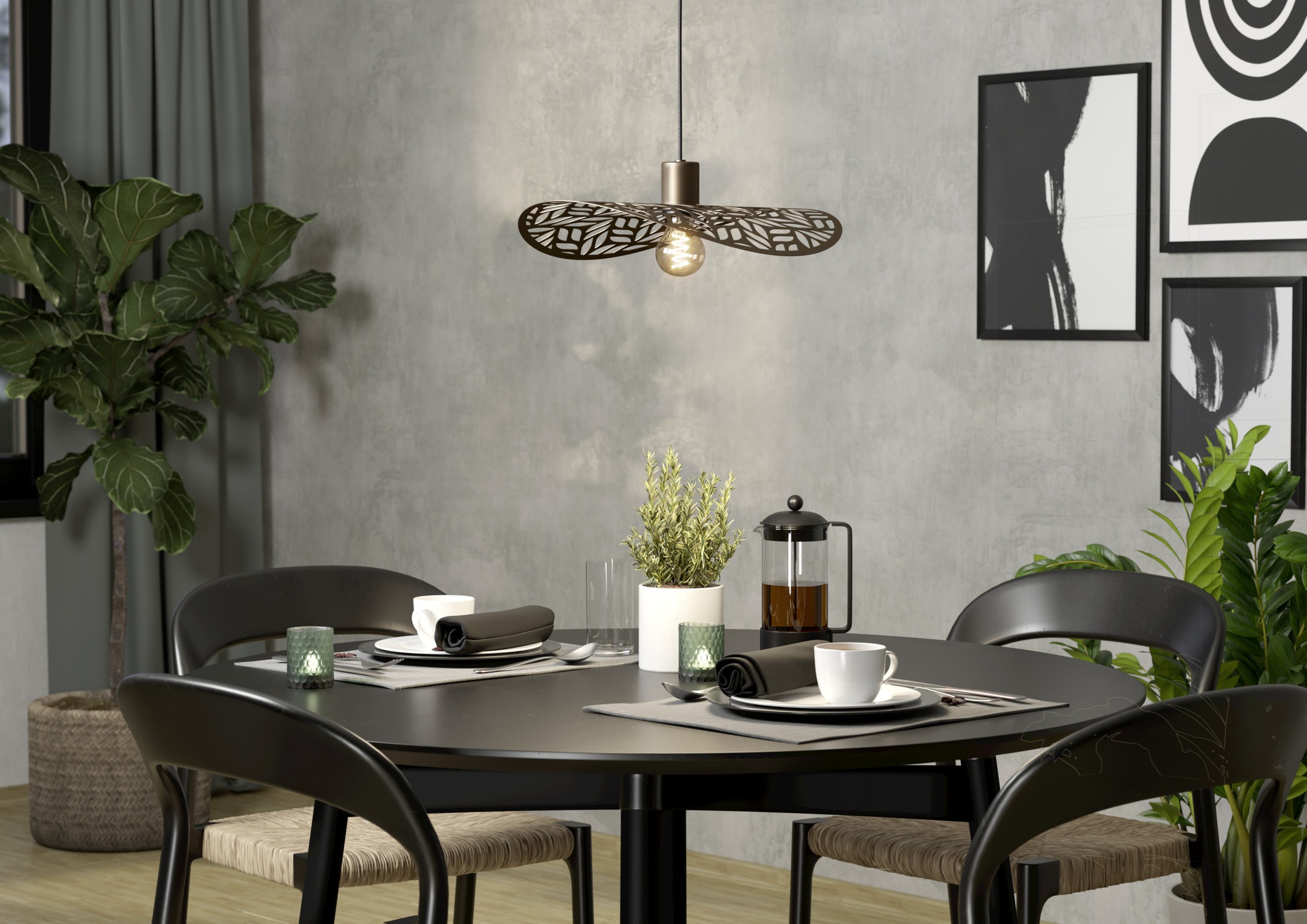 EGLO Hängeleuchte »SWABY Pendellampe - Stahl - E27 - 1X60W - IP20« E27 1 Stk. Hängelampe, Deckenlampe, Wohnzimmer, Esszimmer, H110 x Ø40 cm