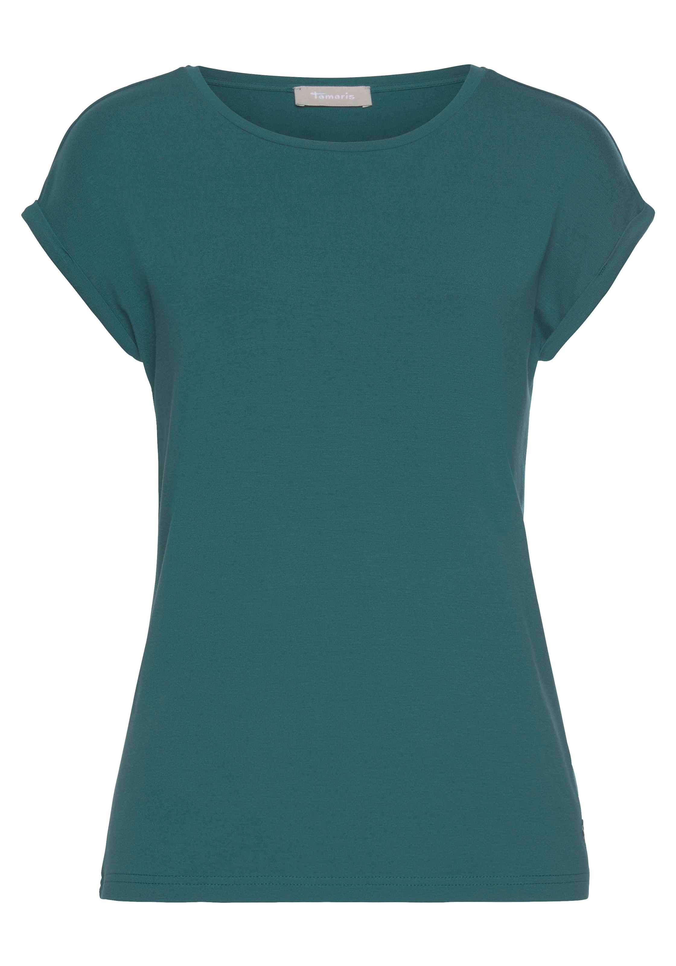 Tamaris T-Shirt, Kurzarm, Regular Fit, unifarben, mit Rundhalsausschnitt