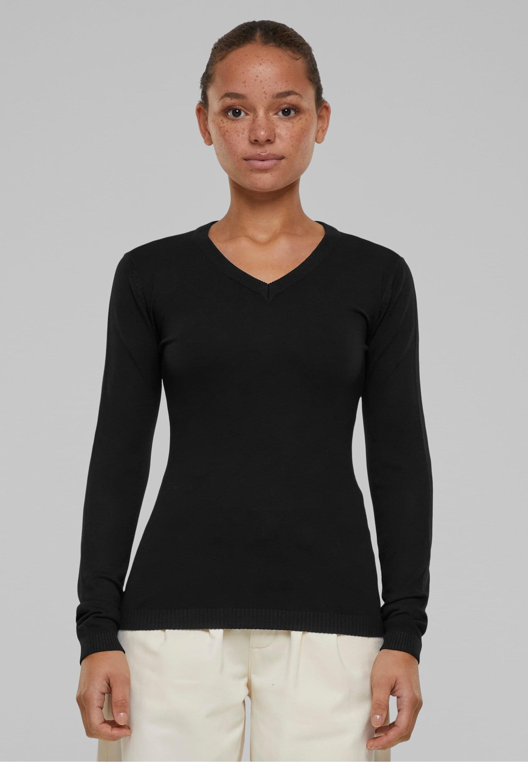 URBAN CLASSICS Rundhalspullover »Urban Classics Damen Ladies Knitted V-Neck Sweater«