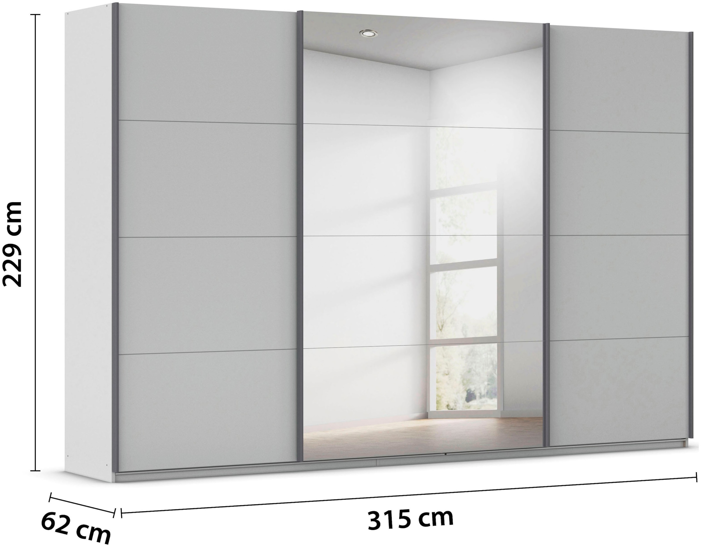 rauch Schwebetürenschrank »Kleiderschrank Schrank Garderobe AGORDO«, (in zwei Griff-Farben), Top Innenausstattung, in 4 Breiten und 2 Höhen MADE IN GERMANY