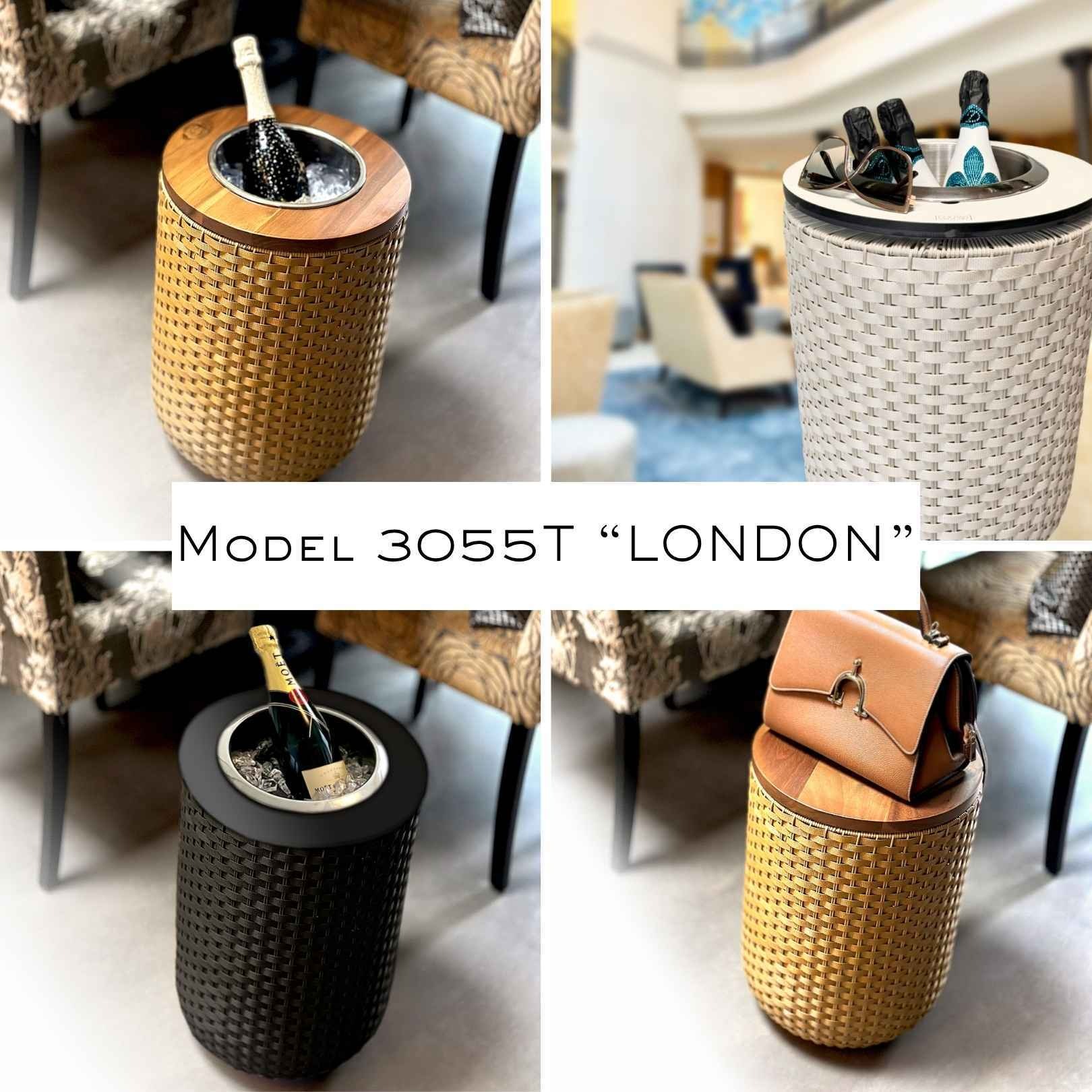 COOTAB Cooler Table Beistelltisch »4-in-1 Loungetisch mit Acryl-Kühler London 50 cm« 1 Stk. tlg. Wetterfest, Pflegeleicht, Hitzebeständig, Verstellbare Füße