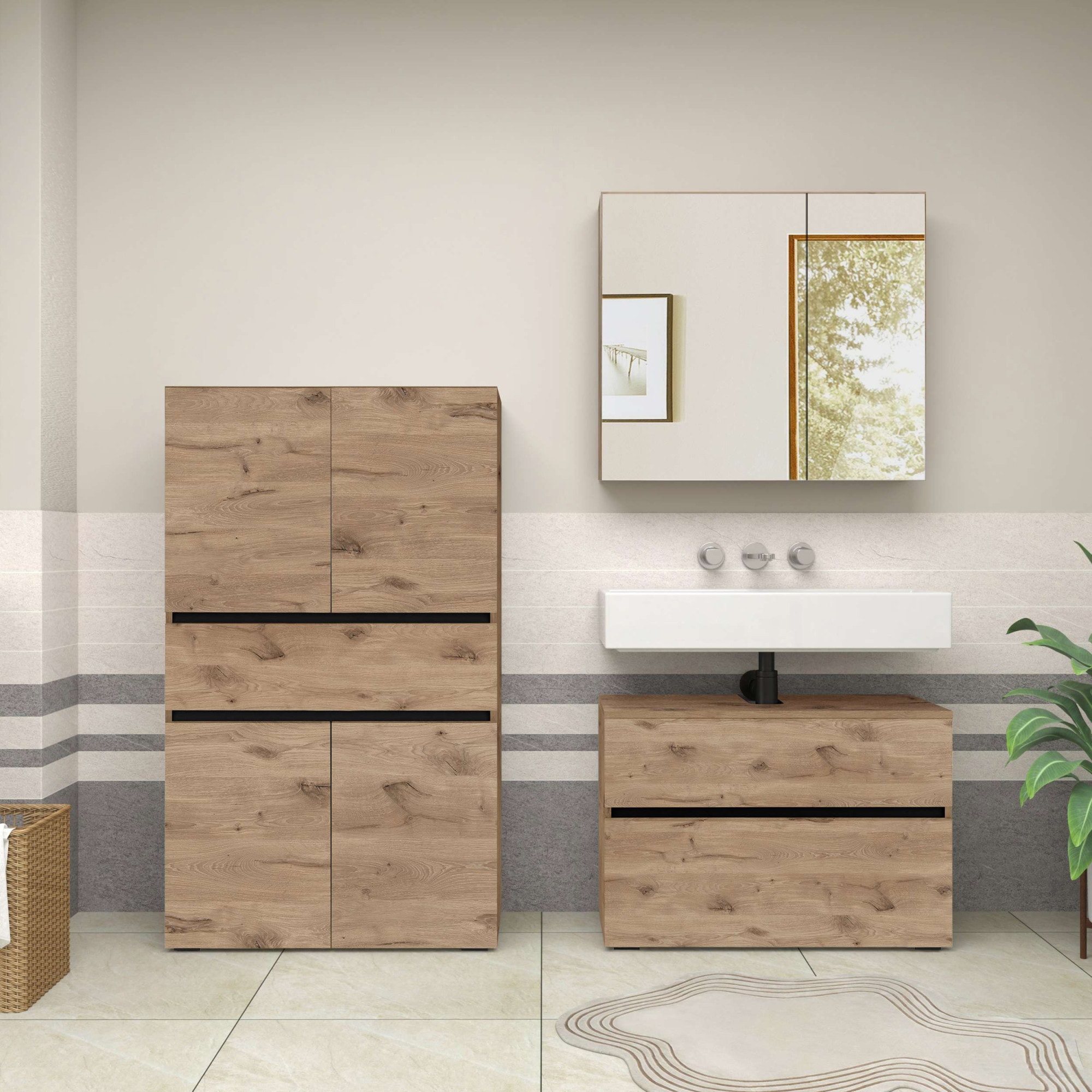 Home affaire Midischrank »Wisla«, mit 4 Türen & 1 Schublade, Breite 76 cm, Höhe 130 cm
