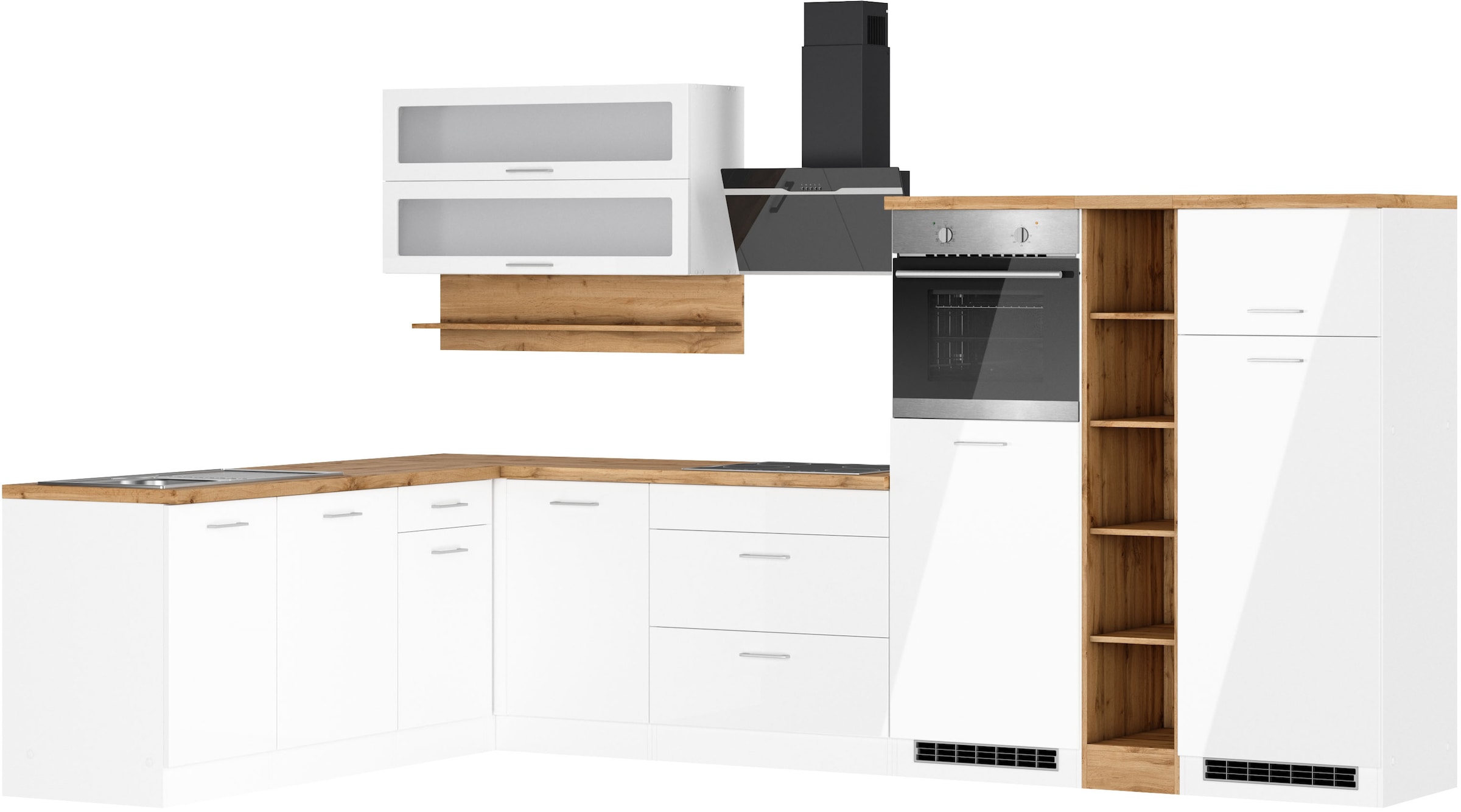 KOCHSTATION Winkelküche "KS-Milan" Stellbreite 340/220 cm, viel Stauraum, w günstig online kaufen