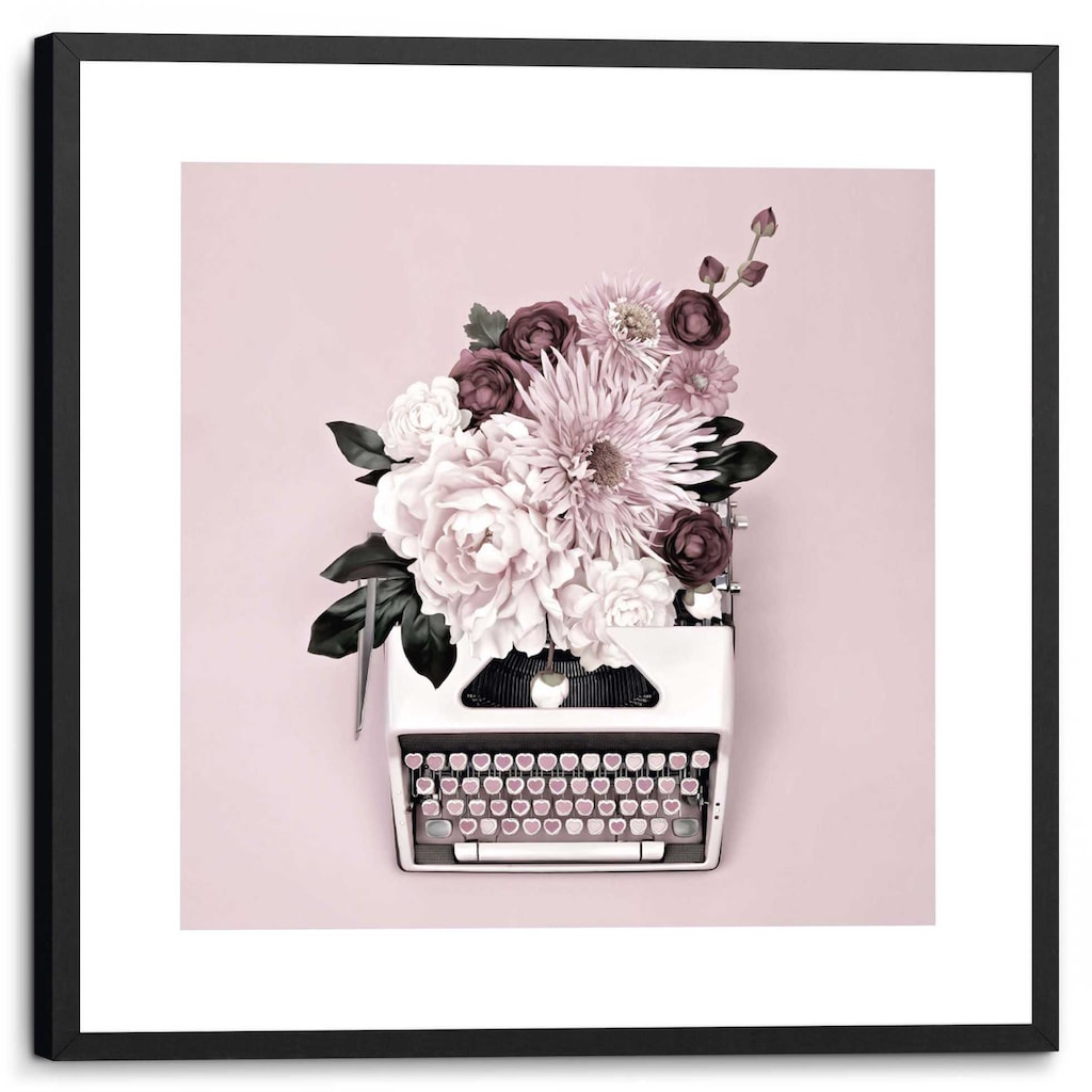 Reinders! Wandbild »Schreibmaschine Blumen - Gerahmtes Bild«