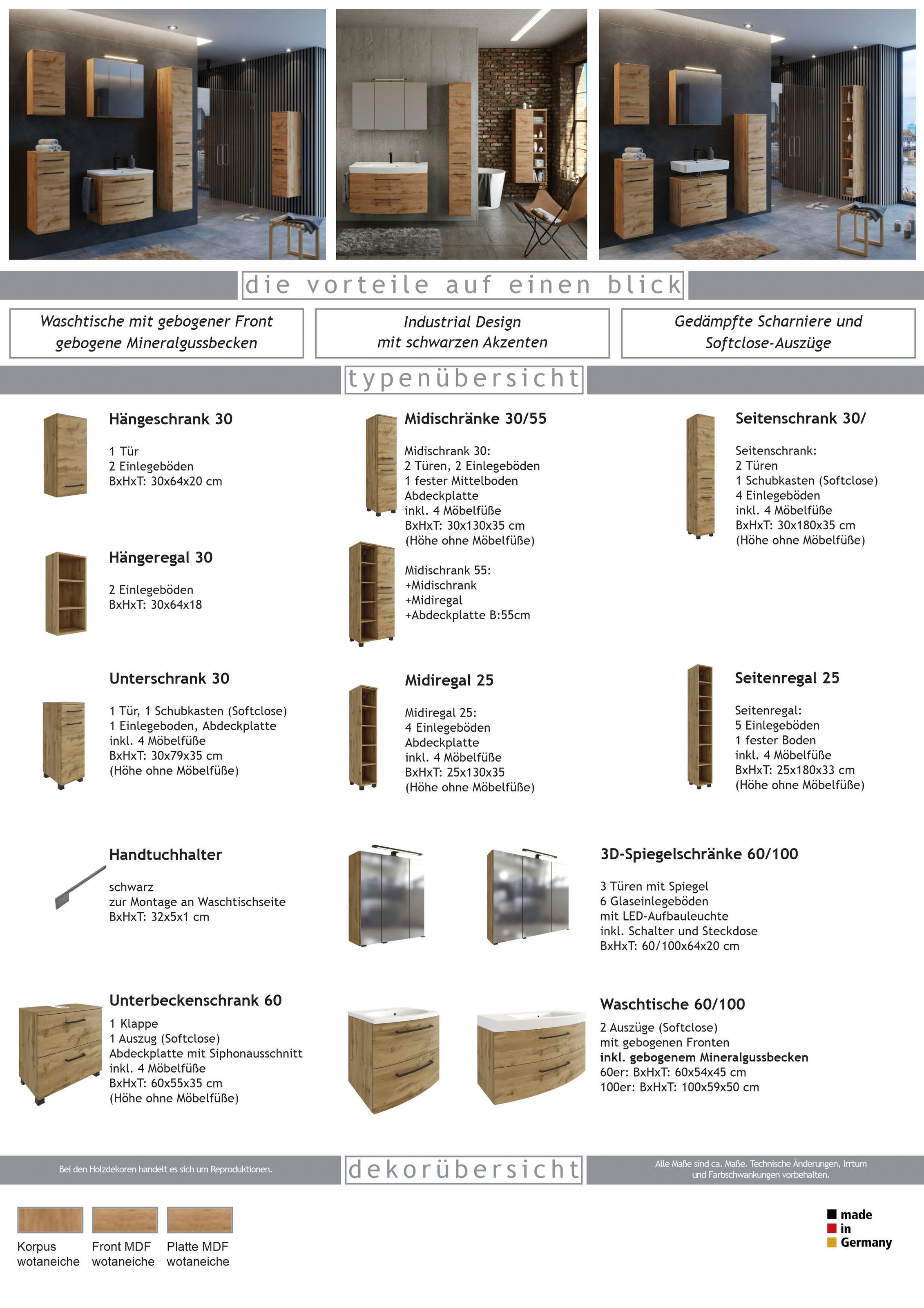welltime Badmöbel-Set »Chicago«, (2 St., Spiegelschrank und Unterbeckenschrank)