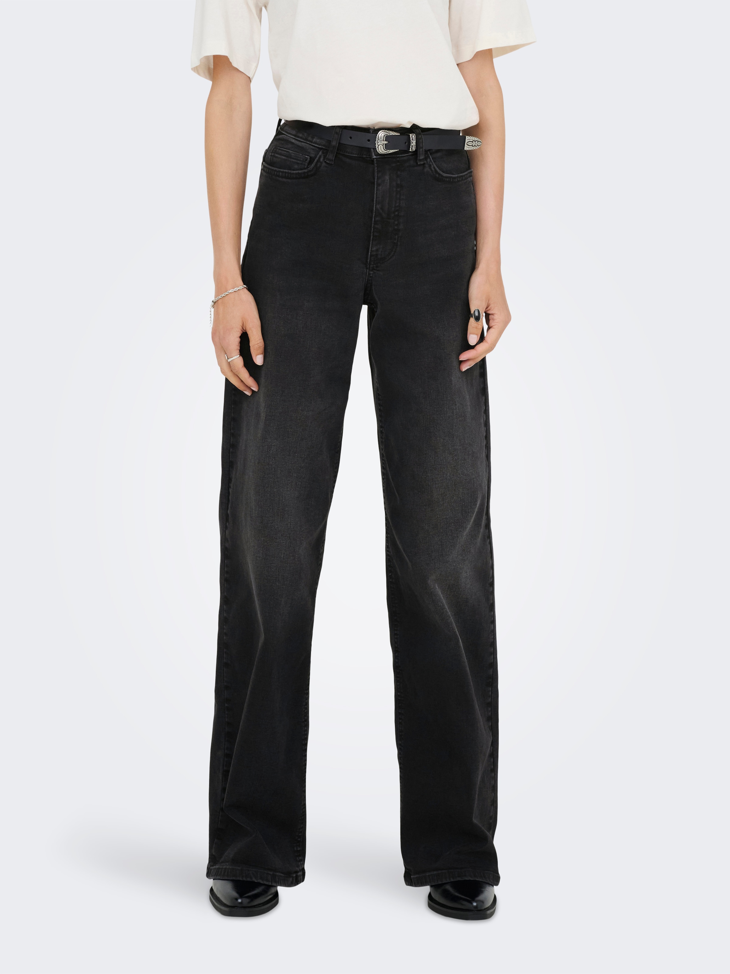 JDY High-waist-Jeans "JDYFELINA-FINA HW WIDE BLK JEANSDNM NOOS" günstig online kaufen