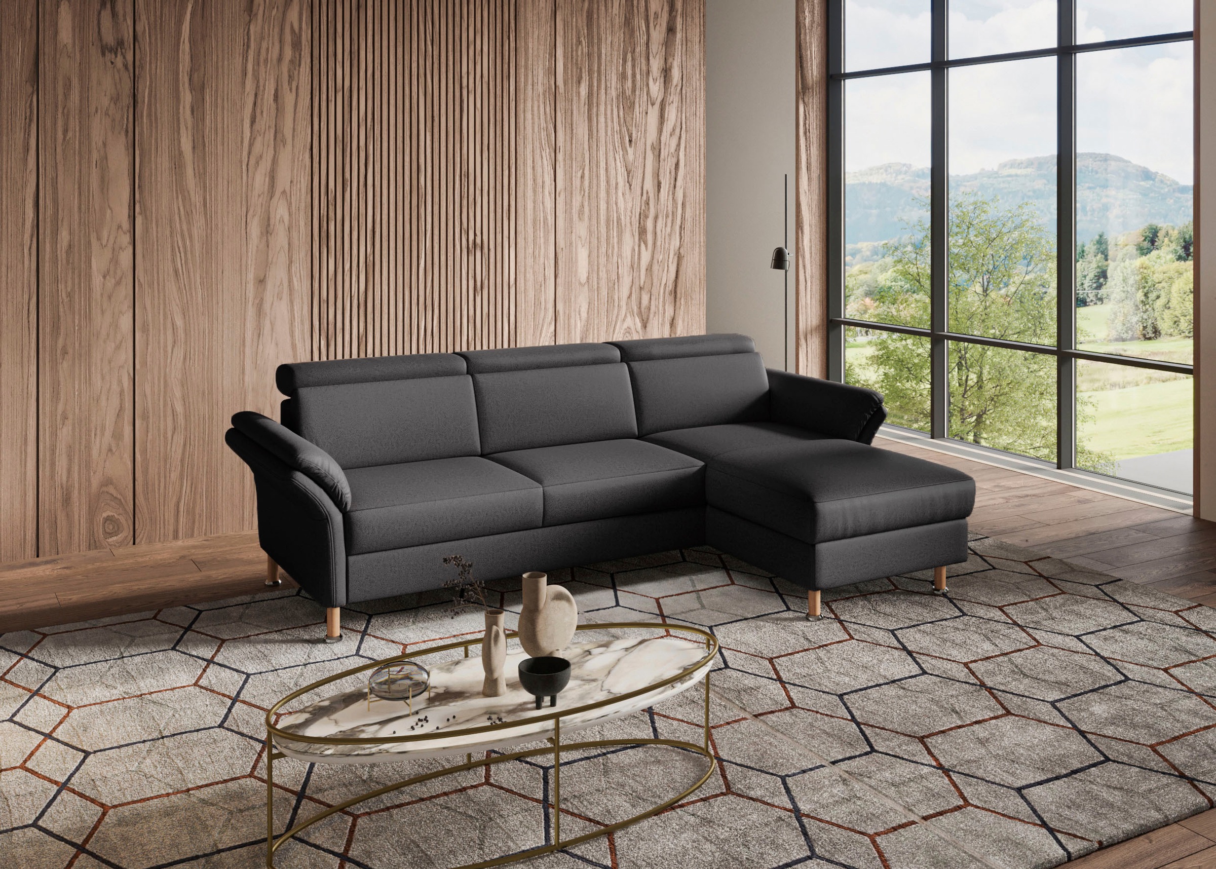 Home affaire Ecksofa »Calypso L-Form«, mit motorischen Funktionen im Sofa und Recamiere