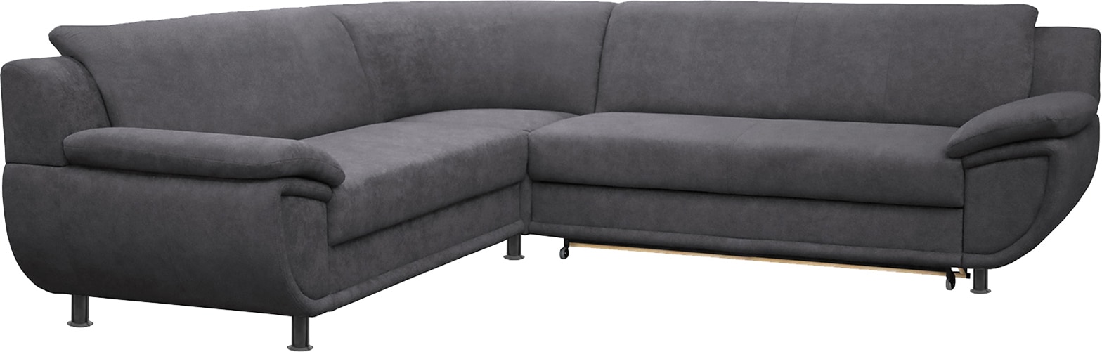 TRENDMANUFAKTUR Ecksofa »Rondo wahlweise mit Schlaffunktion, 267x247 cm (BxT), breite Armlehnen«, L-Form, wahlweise mit Federkern bestellbar, Füße schwarz
