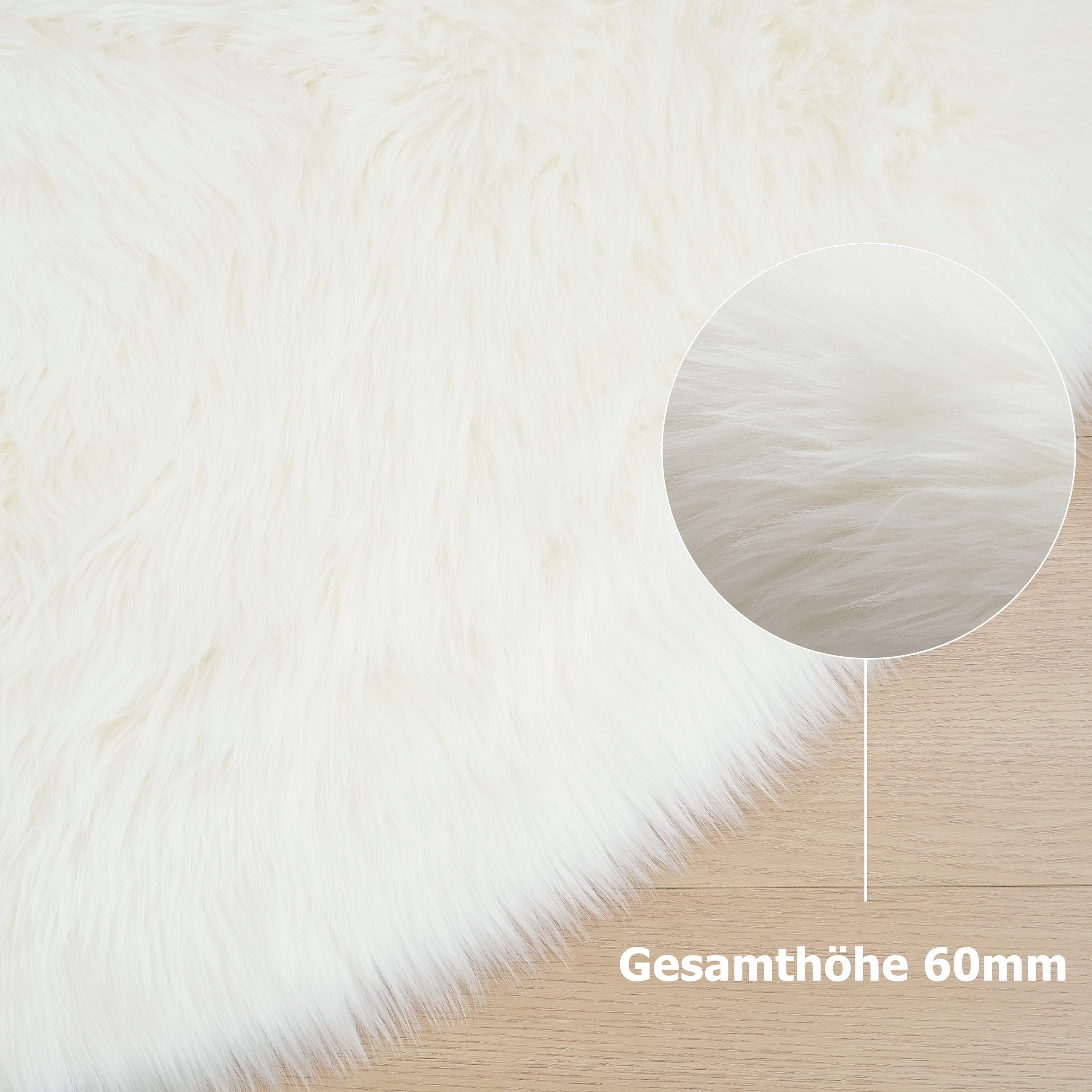 my home Fellteppich »Dena, Hochflor Teppiche«, rund, 60 mm Höhe, Kunstfell, weich, Uni-Farben, Wohnzimmer, Schlafzimmer, Esszimmer