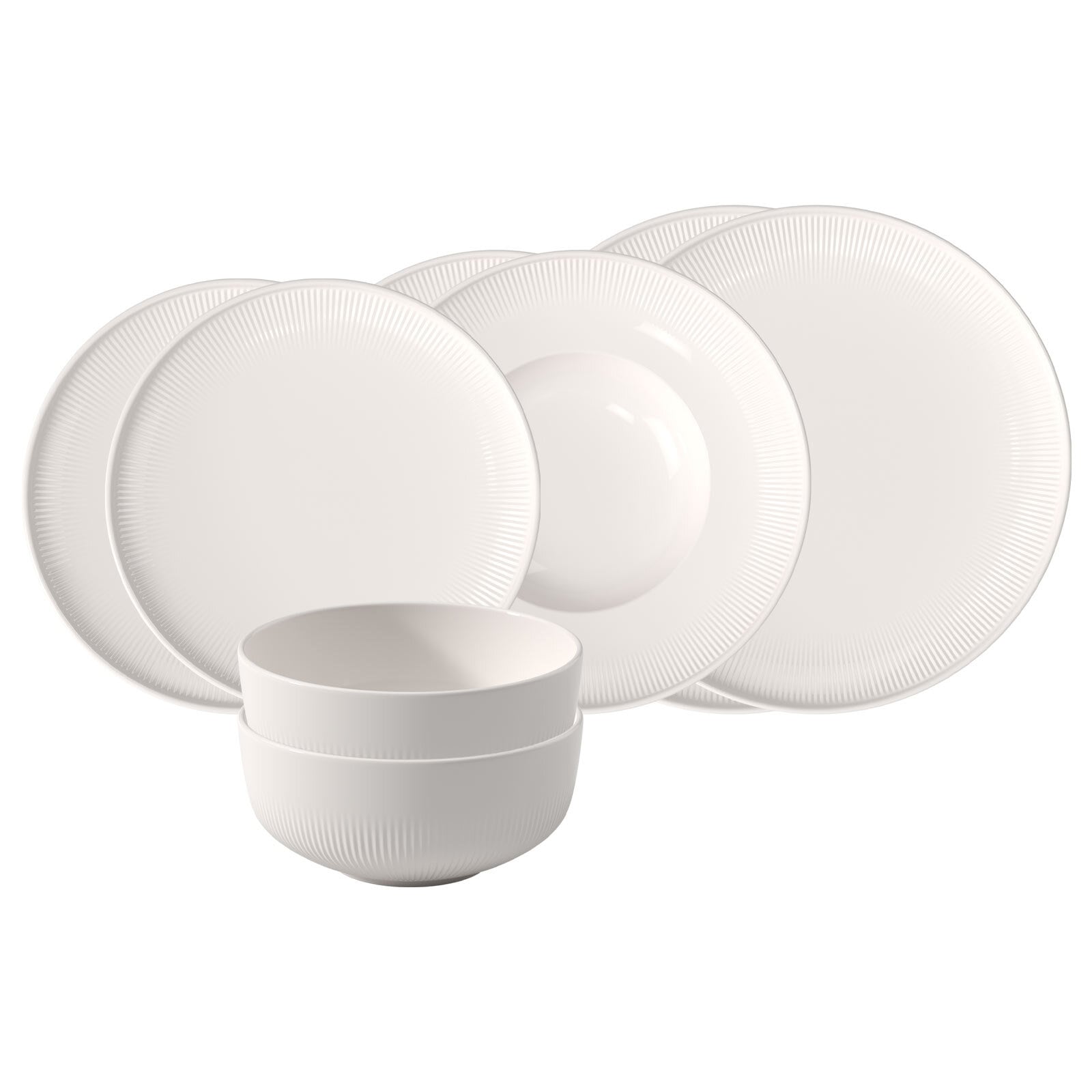 Villeroy & Boch Geschirr-Set "Einsteiger-Set Afina 8er Set weiß" Spülmaschinengeeignet, Mikrowellenfest