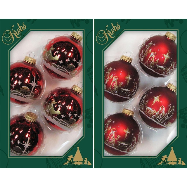 Krebs Glas Lauscha Weihnachtsbaumkugel »Heilige Nacht, Weihnachtsdeko rot,  Christbaumschmuck«, (Set, 8 St.), hochwertige Christbaumkugeln aus Glas,  mundgeblasen bestellen | BAUR