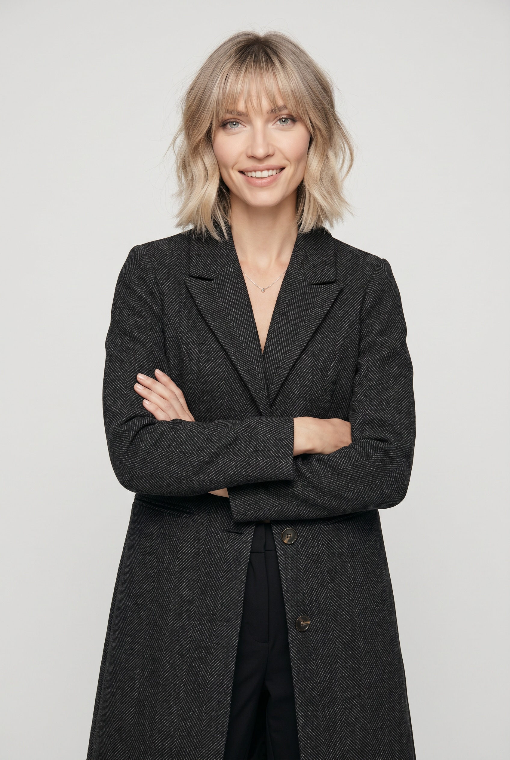 Vero Moda Langmantel "VMBLAZA HERINGBONE LONG WOOL COAT GA BOO"
