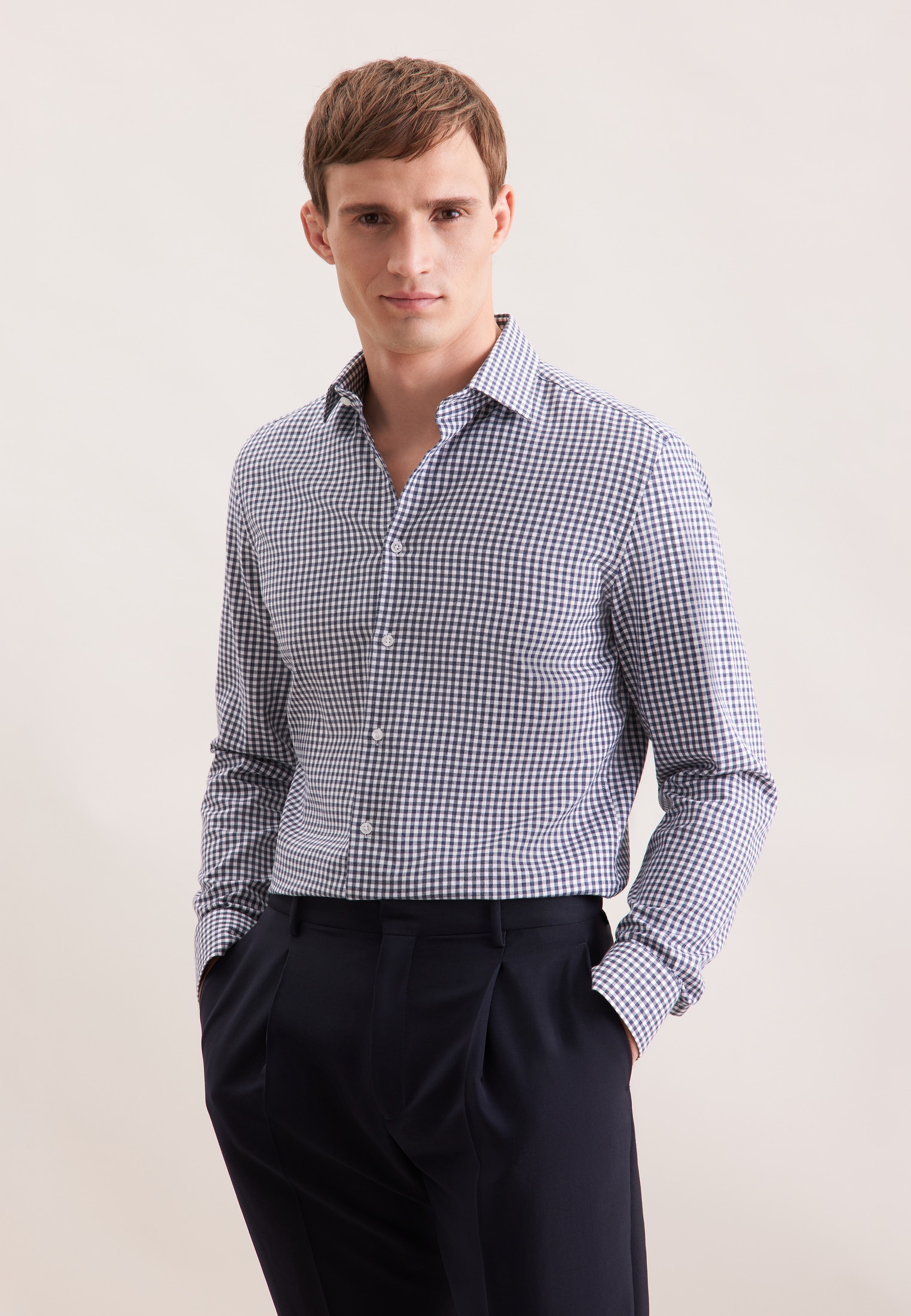 seidensticker Flanellhemd "Schwarze Rose", Shaped 1/1 Kentkragen Karo günstig online kaufen