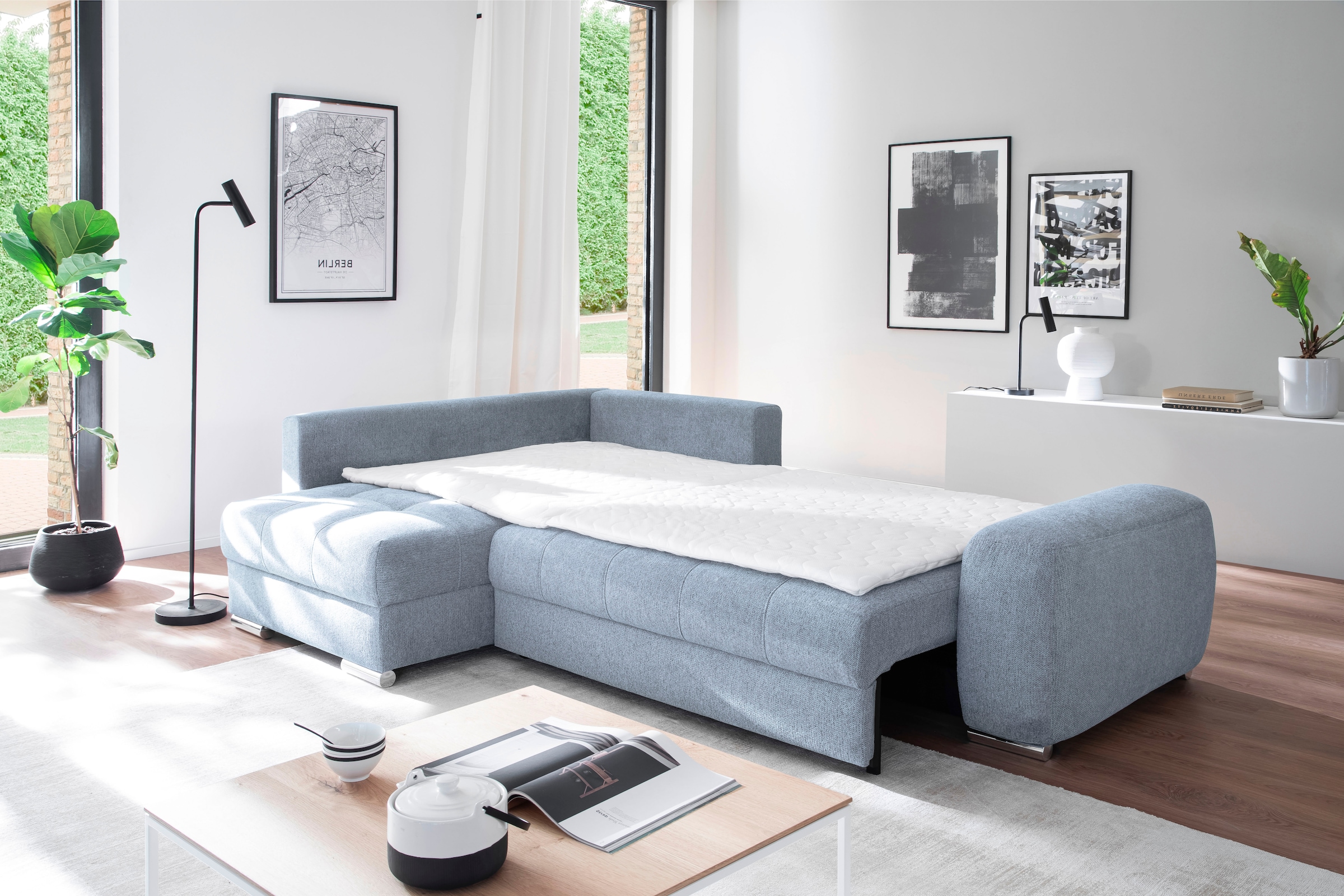 Mr. Couch Ecksofa »Mykonos, L-Form, Dauerschläfer« Mit Boxpring-Taschenfederkern