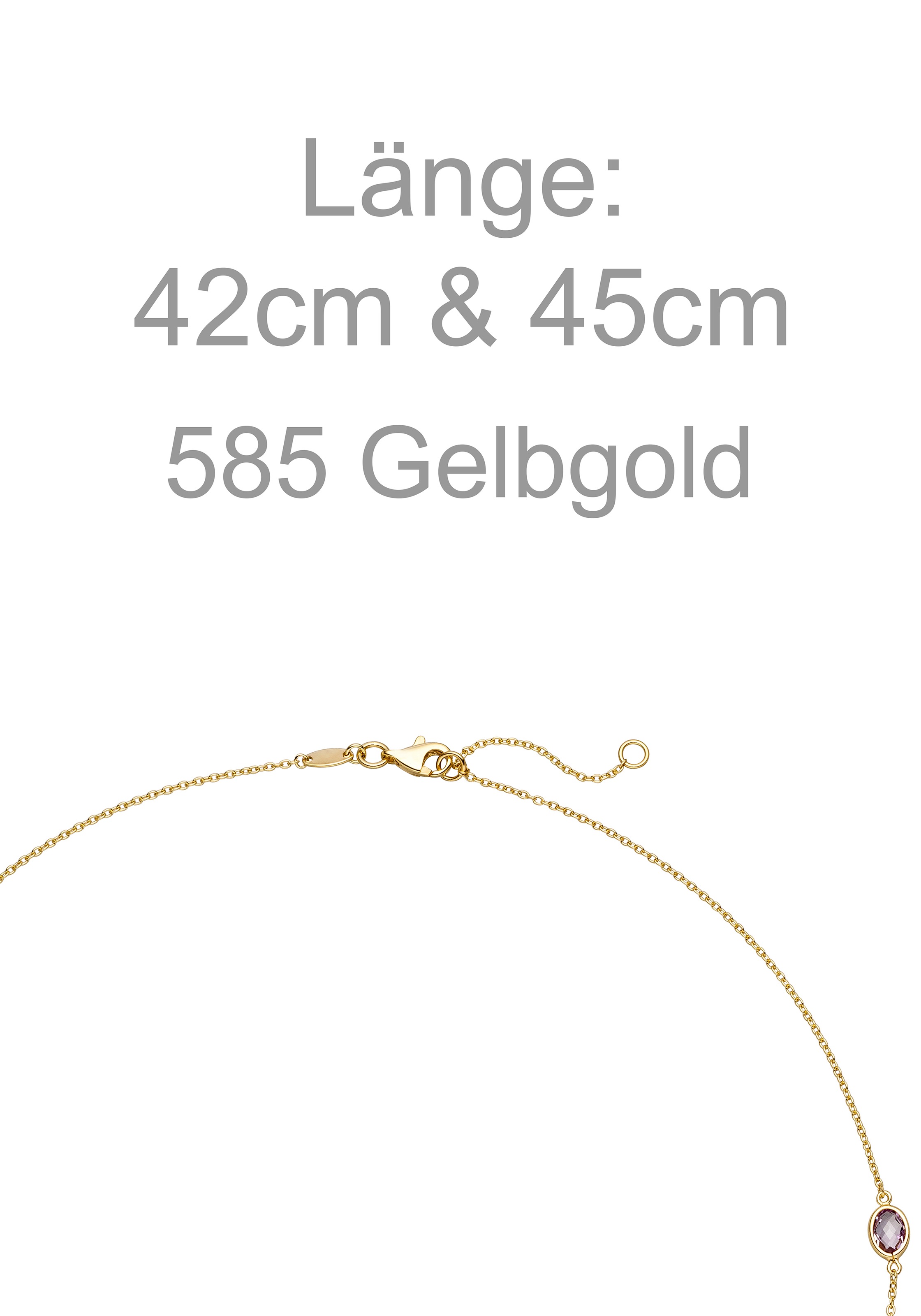 JOBO Collier 585 Gold mit Amethyst Blautopas Citrin