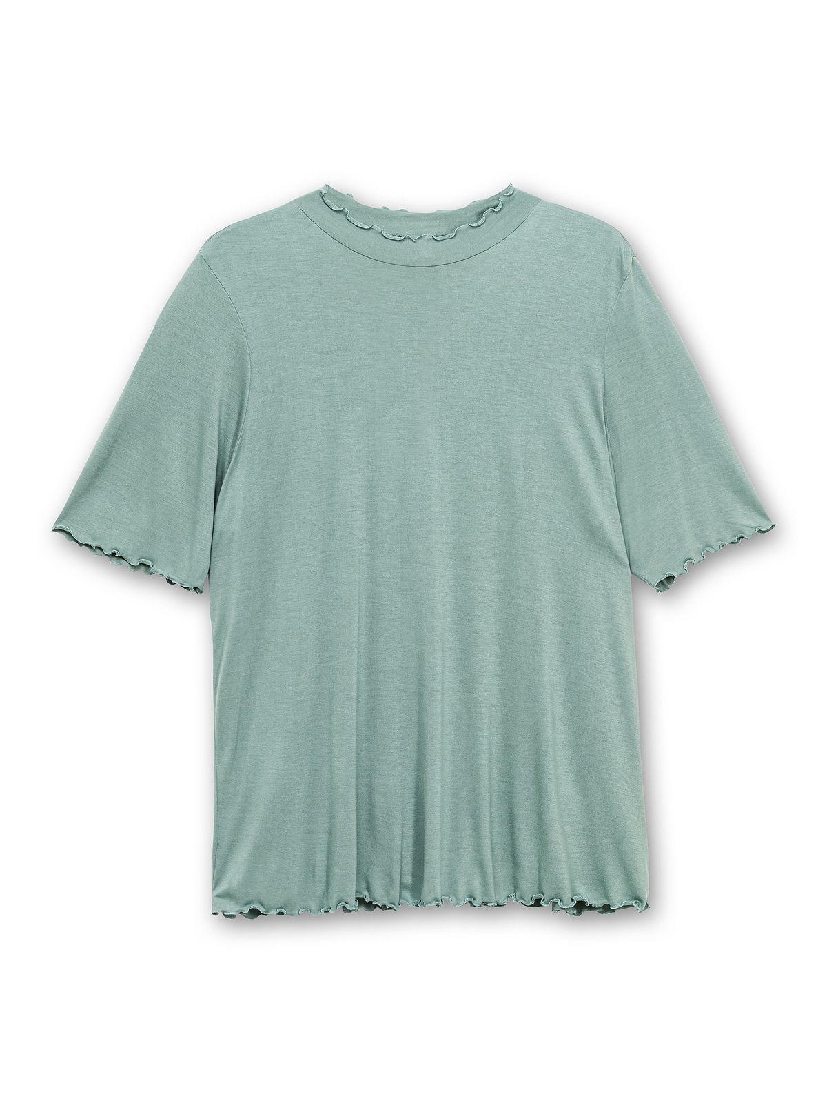 Black Friday Sheego T-Shirt »Große Größen«, mit Stehkragen und  Wellensaumkanten | BAUR