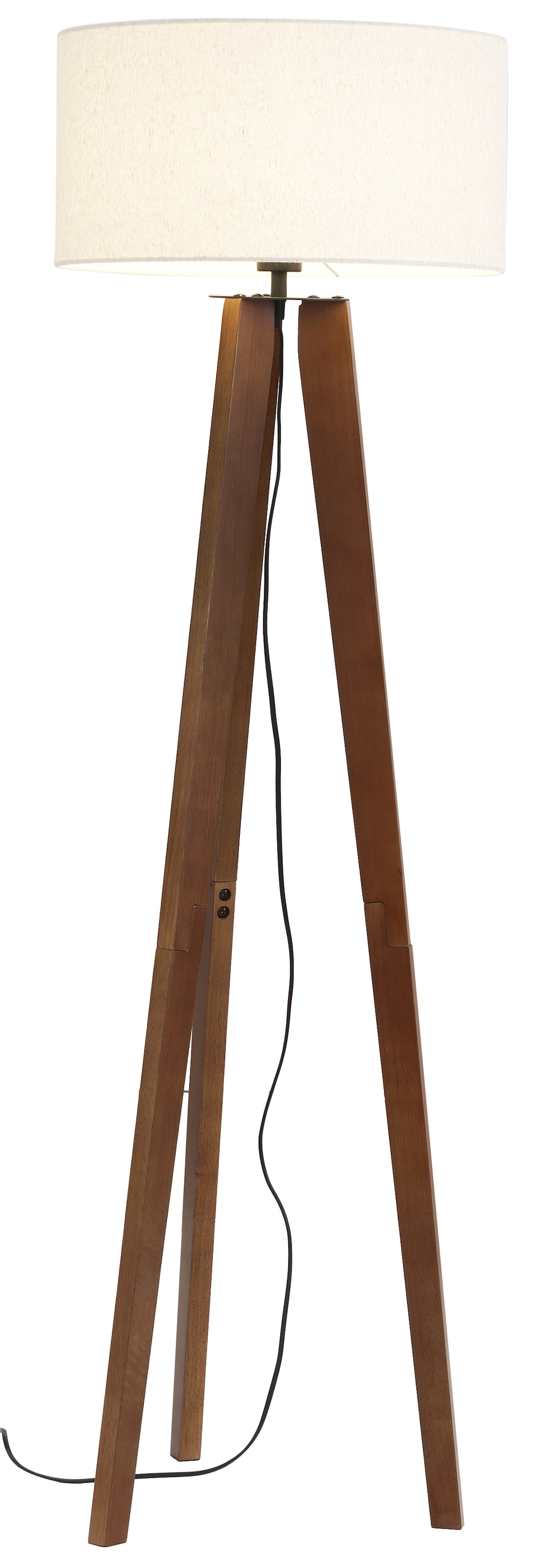 Home affaire Stehlampe »Davos«, 1 flammig-flammig, mass. Holz, Dreibein, Leinenschirm / Stoff - Schirm Ø 45 cm, H 149 cm