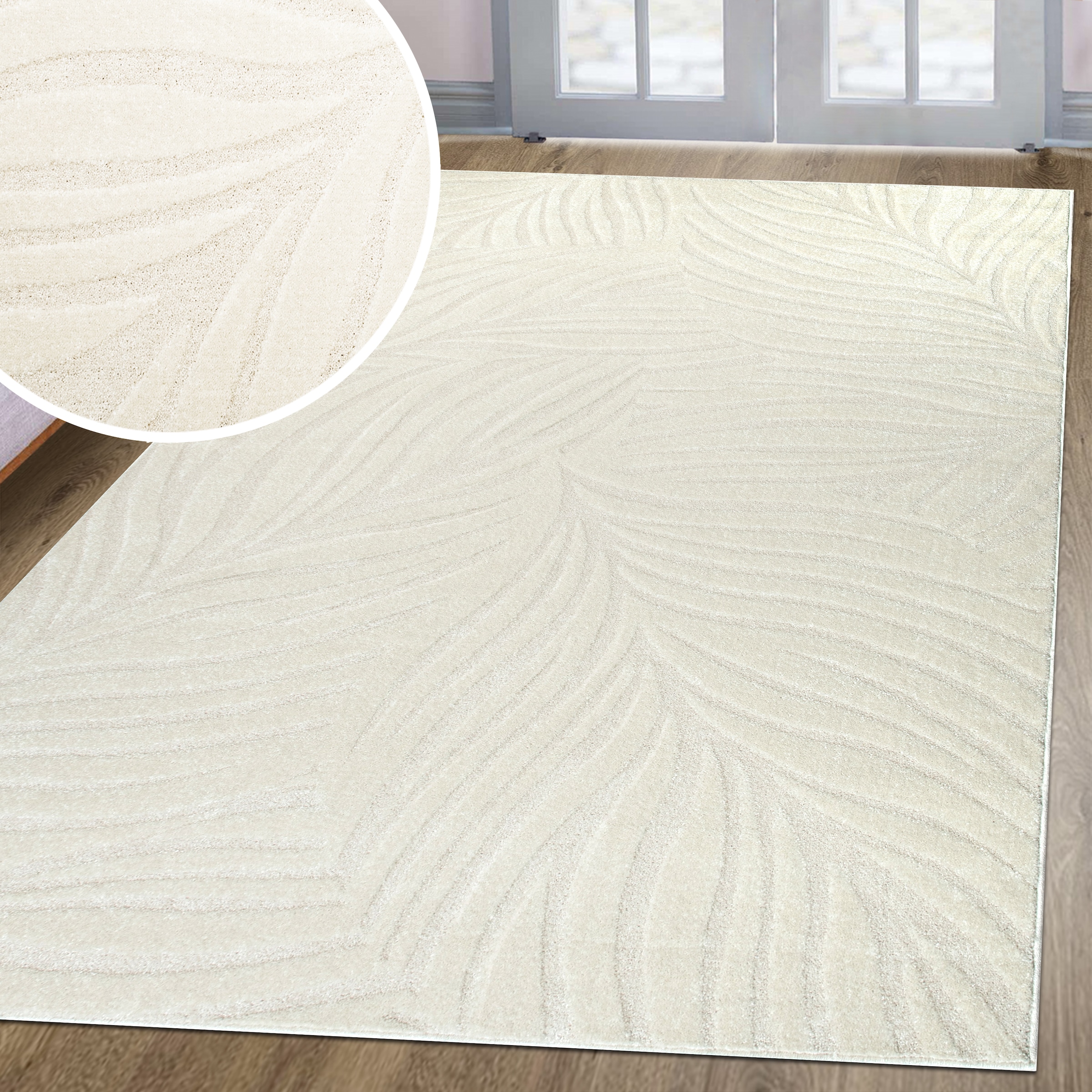 OTTO home Teppich "Calmura, Blätter-Design in Hoch-Tief-Struktur" rechtecki günstig online kaufen