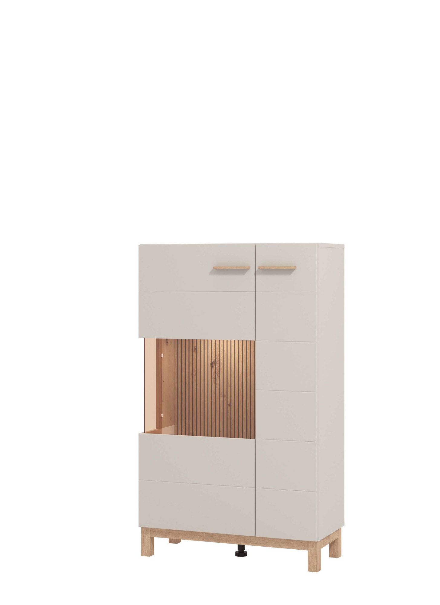 Home affaire Highboard »Essex, Hochkommode, Vitrine, Glasvitrine, Kombi-Highboard« Modernes Highboard in Kaschmir mit Glasfront & Lamellen-Optik