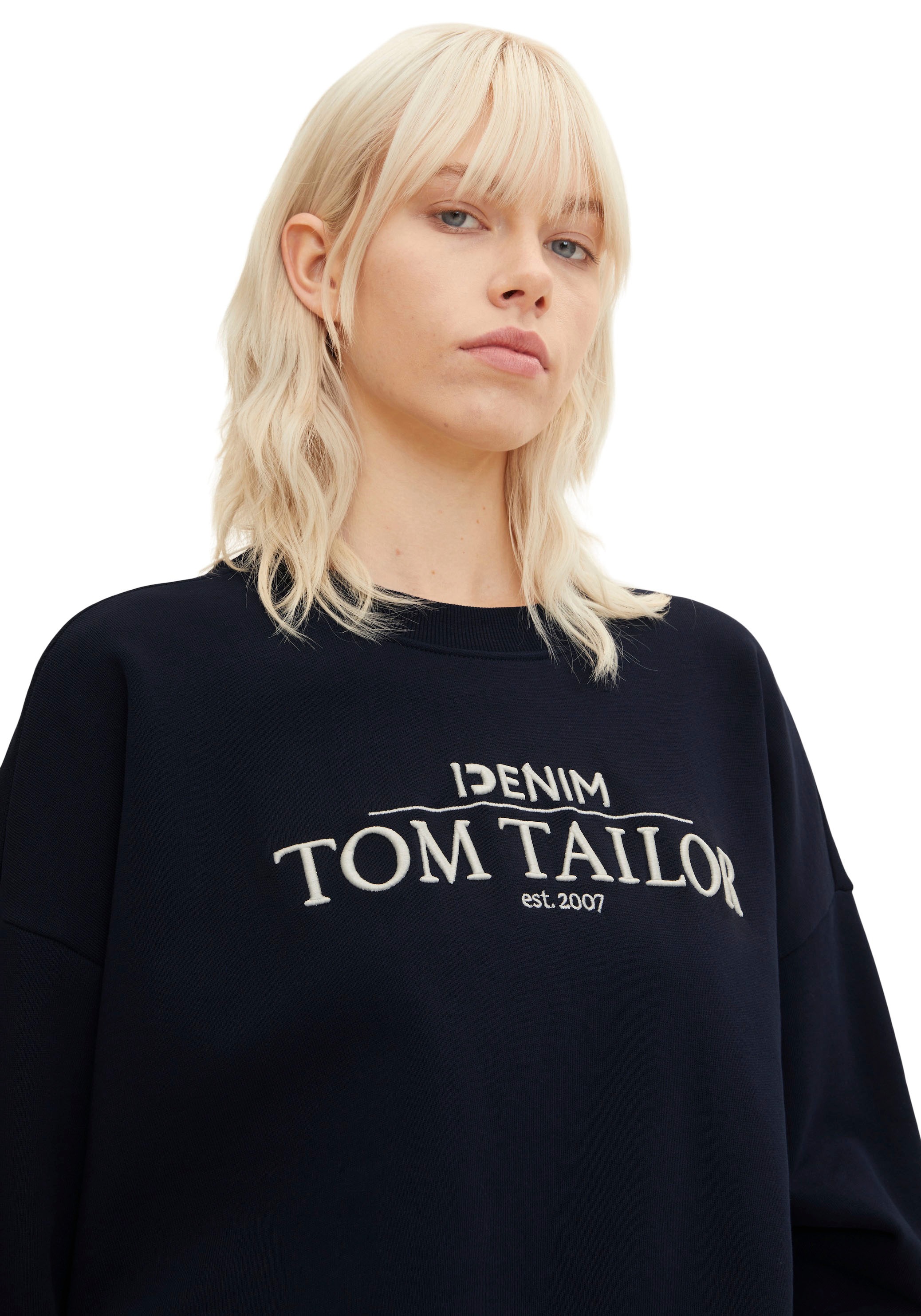 TOM TAILOR Denim Sweatshirt, überschnittenen kaufen mit online | Schultern BAUR