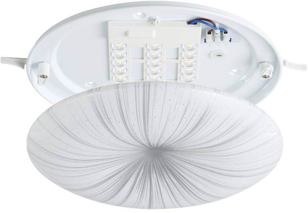 EGLO Deckenleuchte »NIEVES Deckenlampe, Kristalleffekt, weiß, silber, Kunststoff, Metall« LED-Modul 1 Stk. Warmweiß Wohnzimmerlampe, Schlafzimmer, Küche, Flur, zeitloses Design, 31x6cm