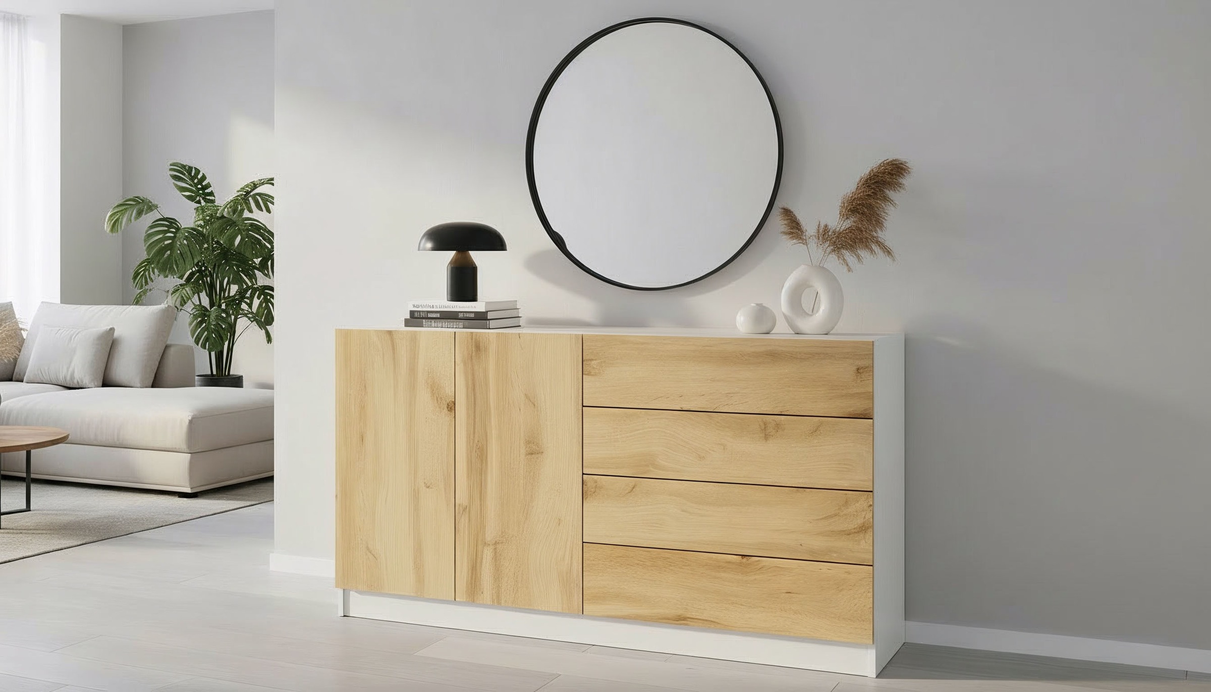 borchardt Möbel Sideboard "Vaasa, Kommode mit 2 Türen und 4 Schubkästen auf günstig online kaufen