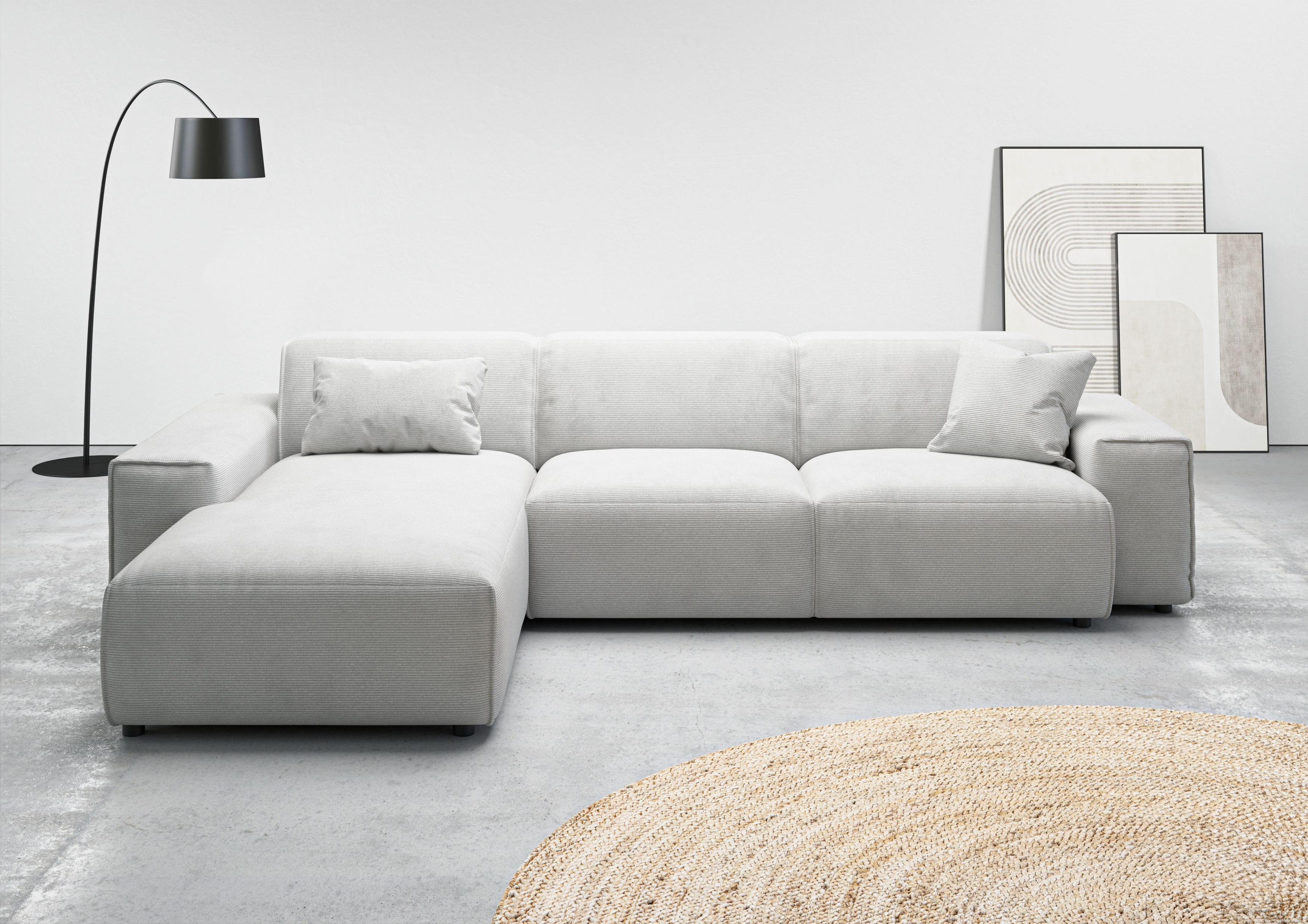 Home affaire Ecksofa "Glimminge auch in Breitcord, Feincord, Bouclé + Easy care-Bezug" L-Form, Breite 294, Zierkissen