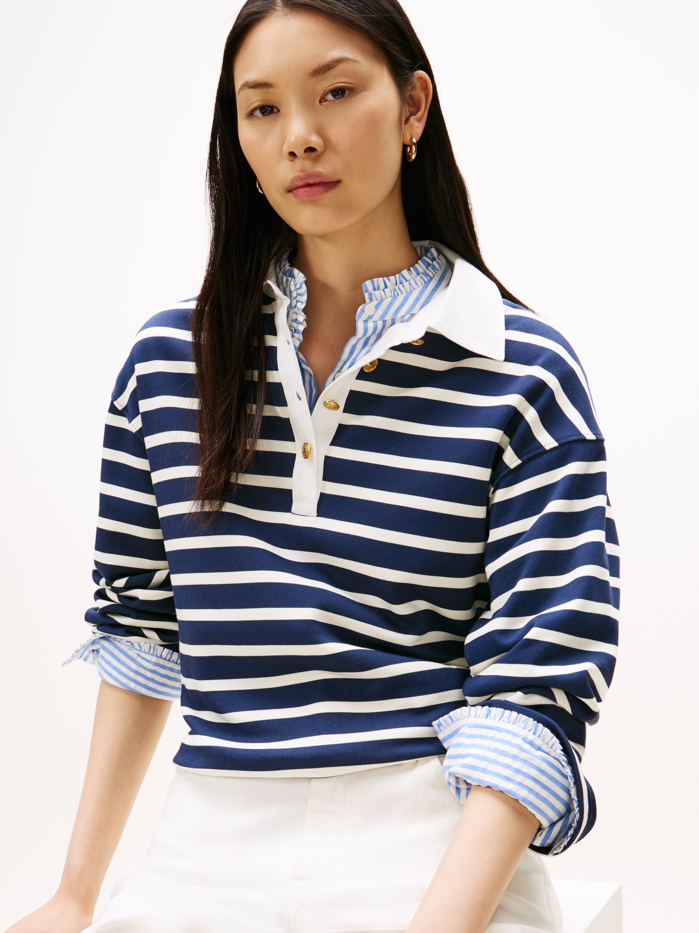 Tommy Hilfiger Sweatshirt "GOLD BUTTON RUGBY TERRY SWTSHRT" günstig online kaufen