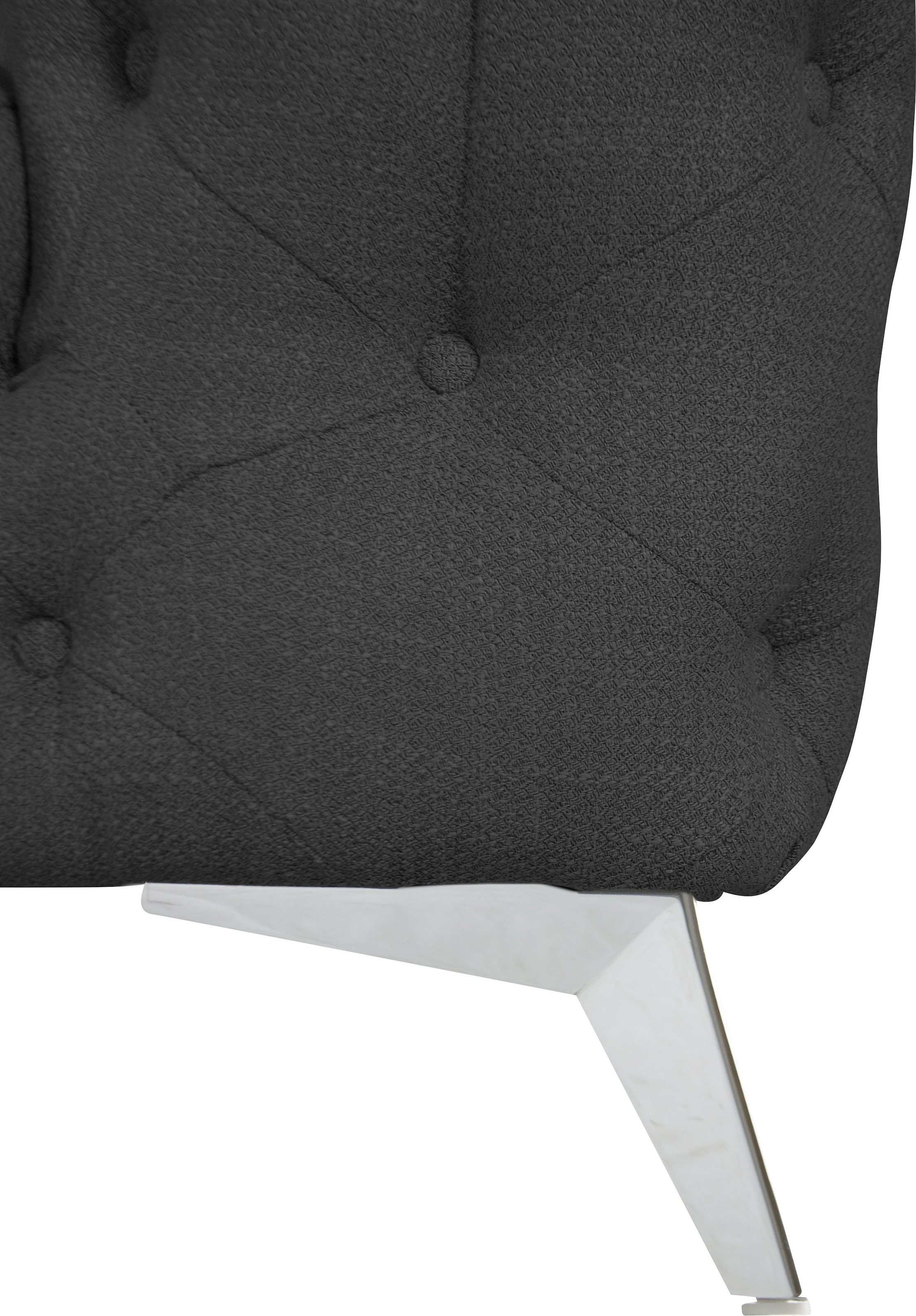 Leonique Chesterfield-Sofa »Ecksofa GLYNIS L-Form mit Wellenunterfederung, Maße B/T/H 264/204/75cm«, aufwändige Knopfheftung, moderne Chesterfield Optik, Fußfarbe wählbar