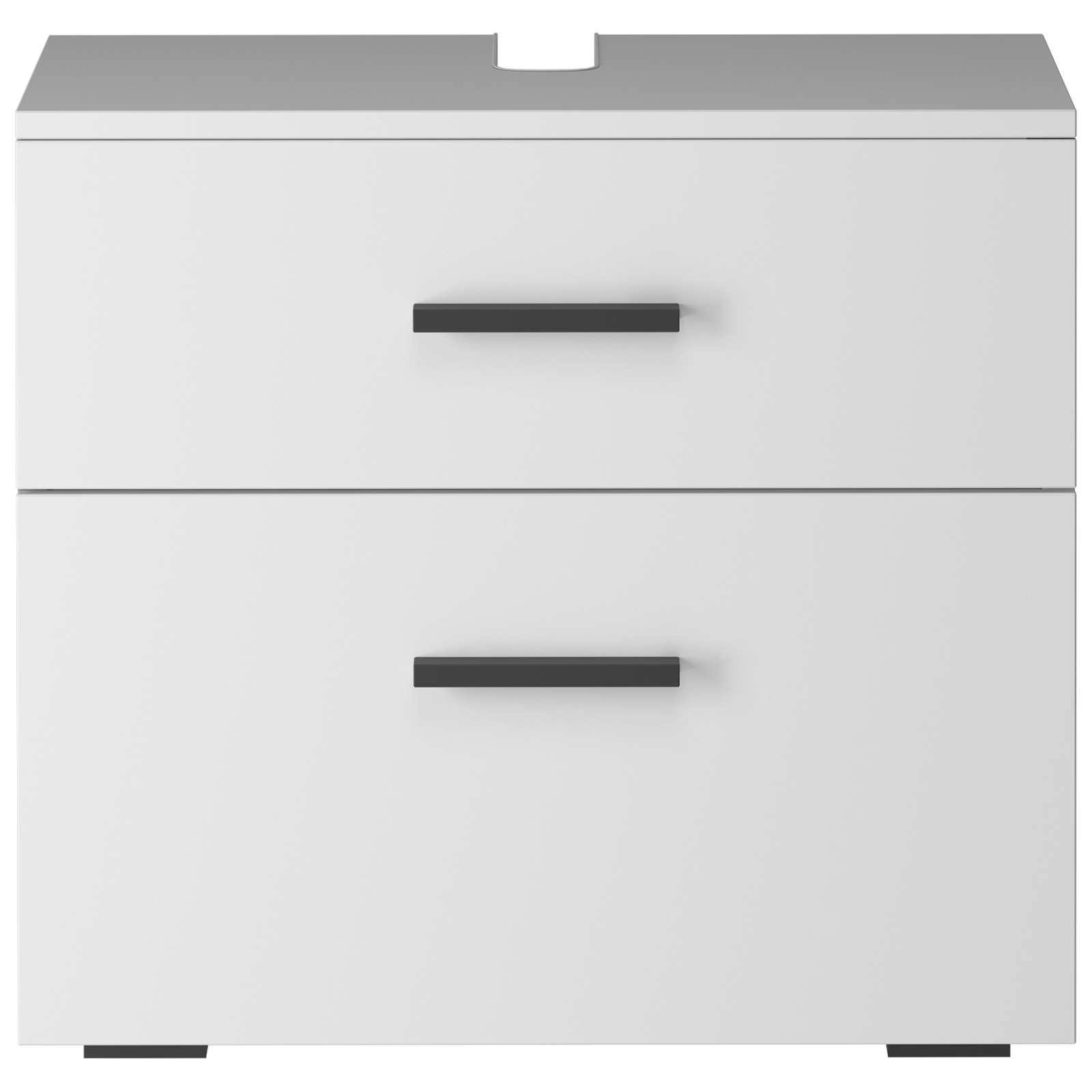 INOSIGN Waschbeckenunterschrank »Skara«, mit Klappe und Schubkasten, schwarze Griffe, Breite 60 cm, Höhe 55 cm