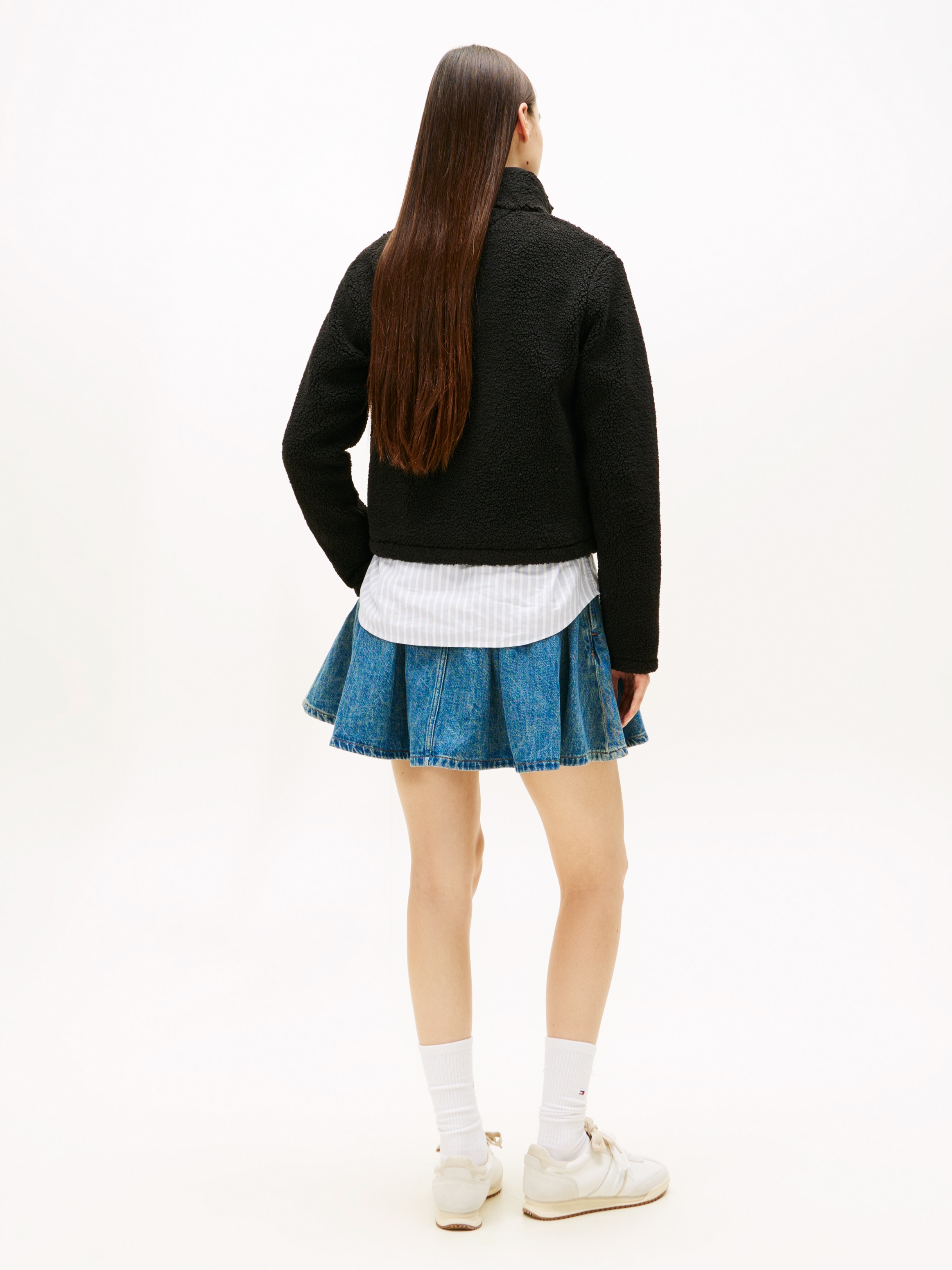 Tommy Jeans Sweatjacke »TJW REG SH S-FLAG TEDDY ZIP THRU« Kunstfaser, regular fit