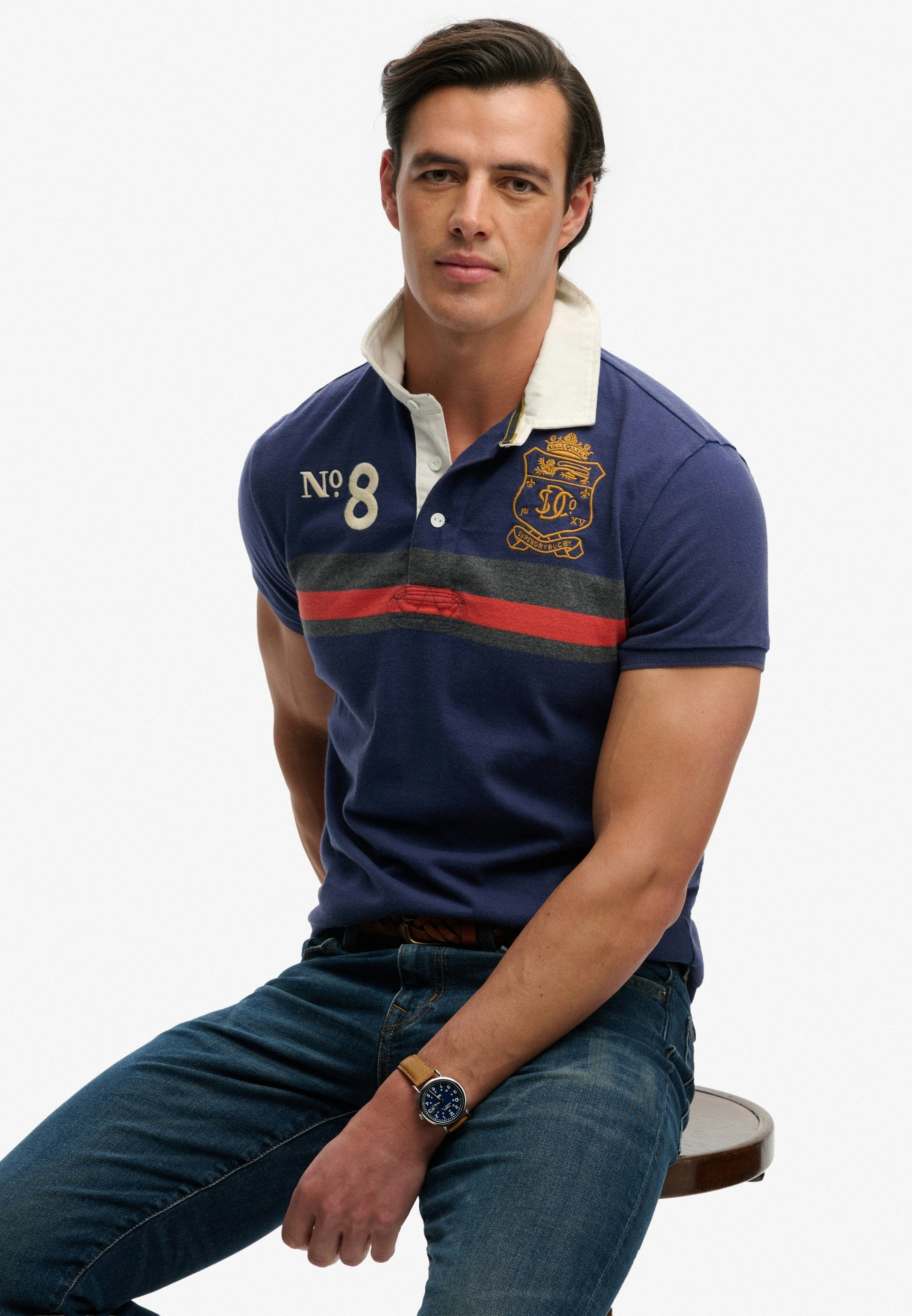 Superdry Poloshirt "DOUBLE EMBLEM JERSEY SS RUGBY" im angesagten Rugby Stil günstig online kaufen