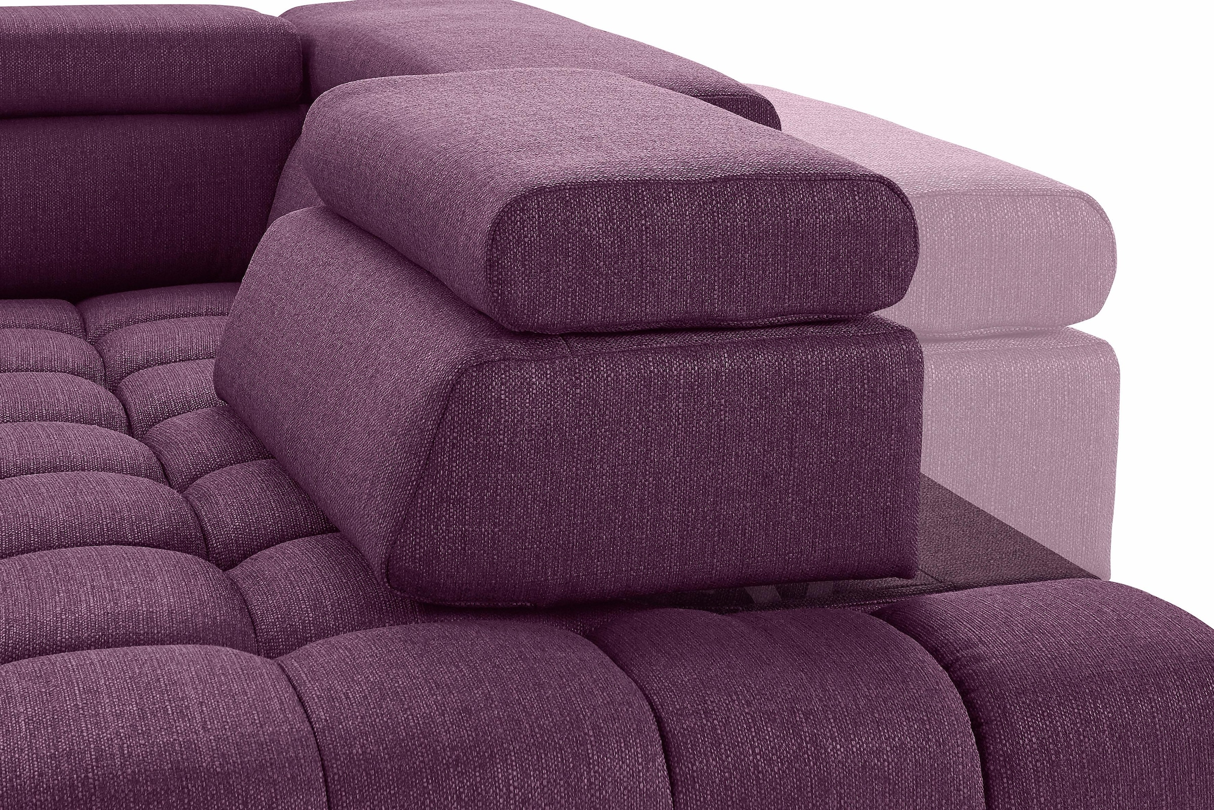 exxpo - sofa fashion Ecksofa »Elias, aktuelle Kreuzsteppung im Sitz, bequem, L-Form«, mit Kopf- bzw. Rückenverstellung, wahlweise mit Bettfunktion