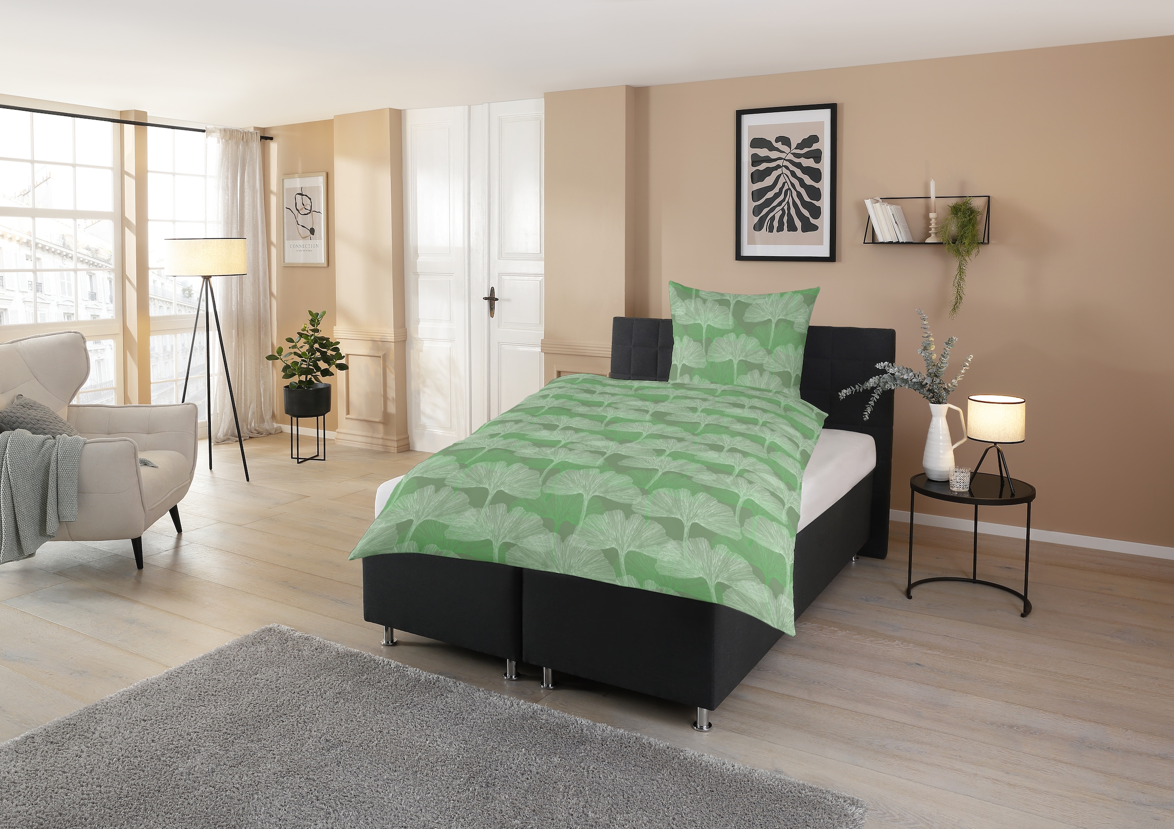 CASATEX Bettwäsche »Ginkgo«, zarte Ginkgo Blätter, elegantes Design