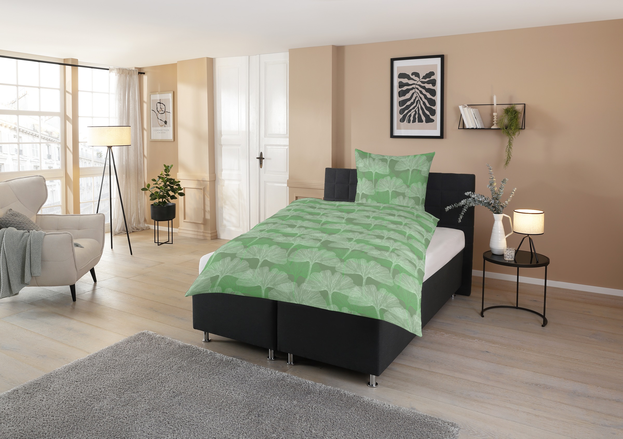 CASATEX Bettwäsche "Ginkgo" 2 Stk. zarte Ginkgo Blätter, elegantes Design günstig online kaufen