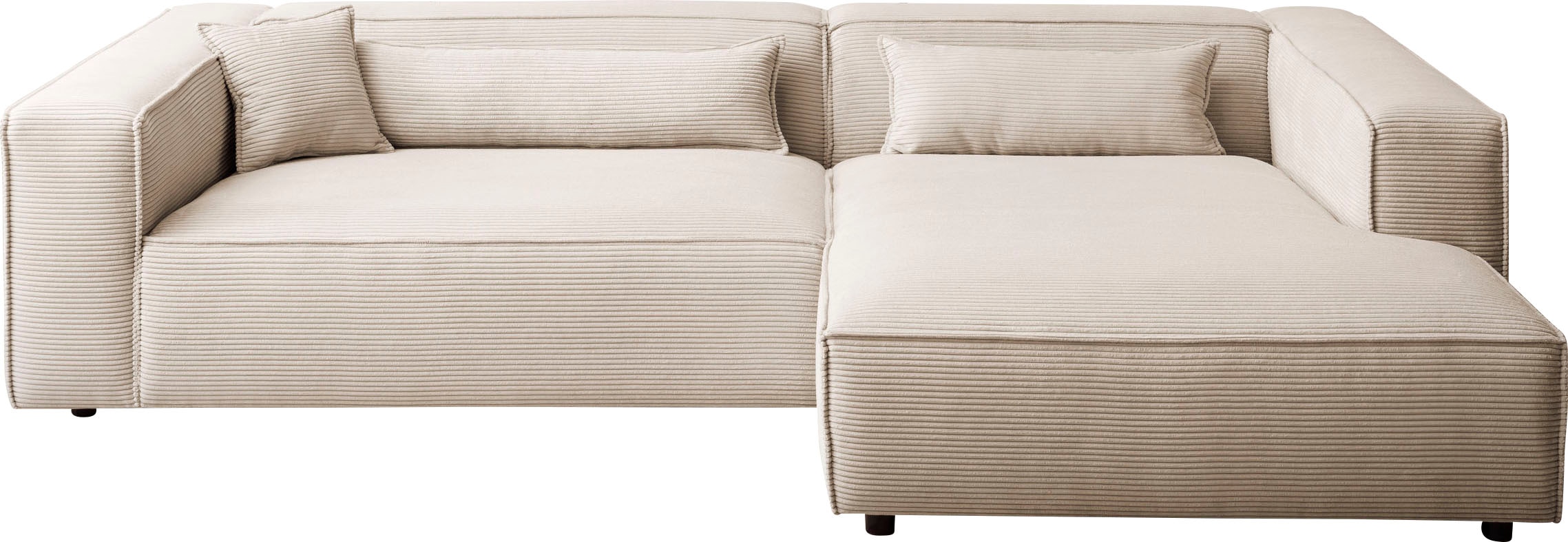 LeGer Home by Lena Gercke Ecksofa »PIARA XXL, Big-Sofa in Cord oder Leinenoptik, L-Form, mit Kedernaht«, wahlweise Ottomane rechts/links, schwarze Füße, extra tiefe Sitzfläche