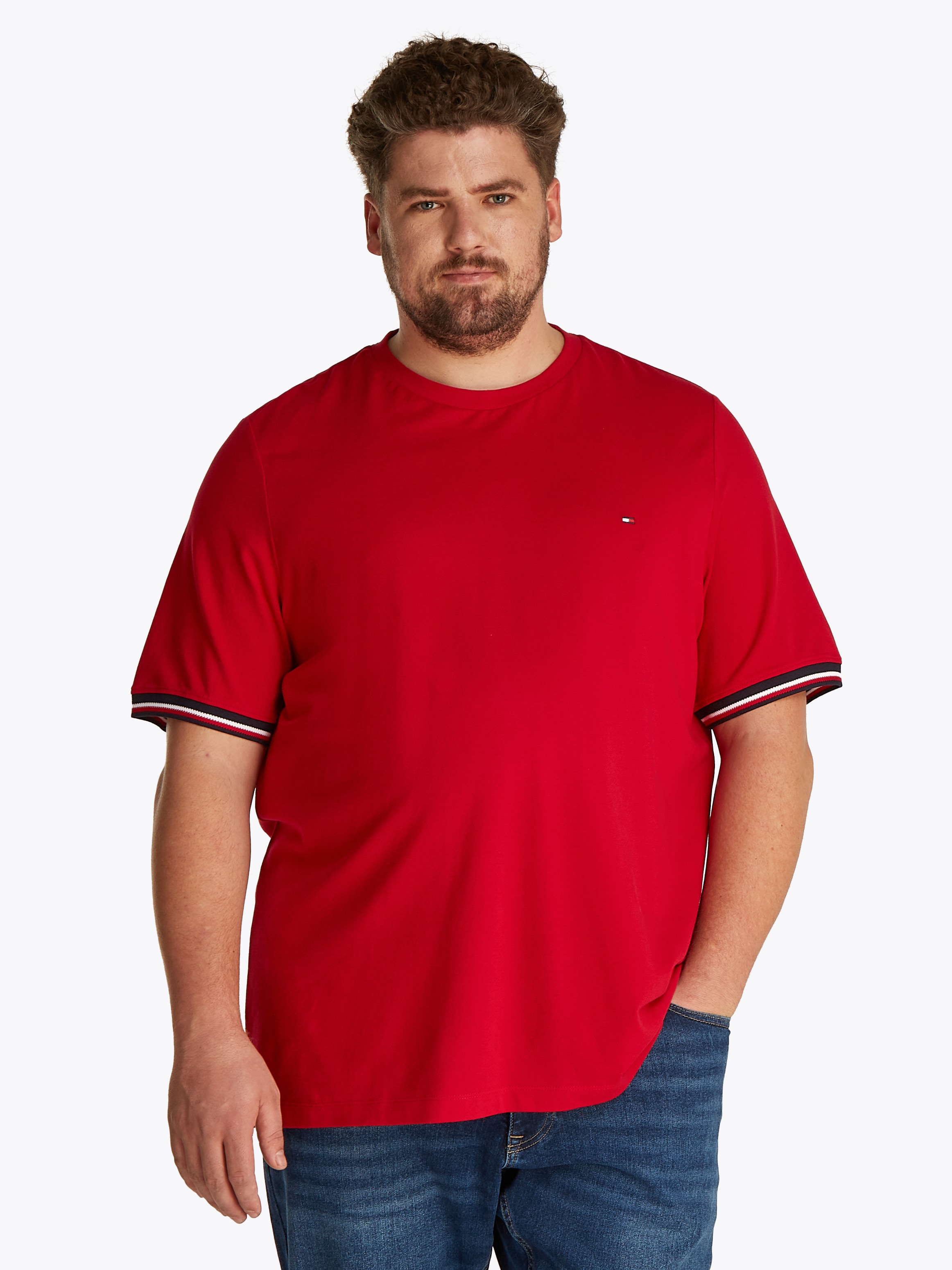 Tommy Hilfiger Big & Tall "BT-GLOBAL STRIPE CUFF TEE-B" Große Größen günstig online kaufen