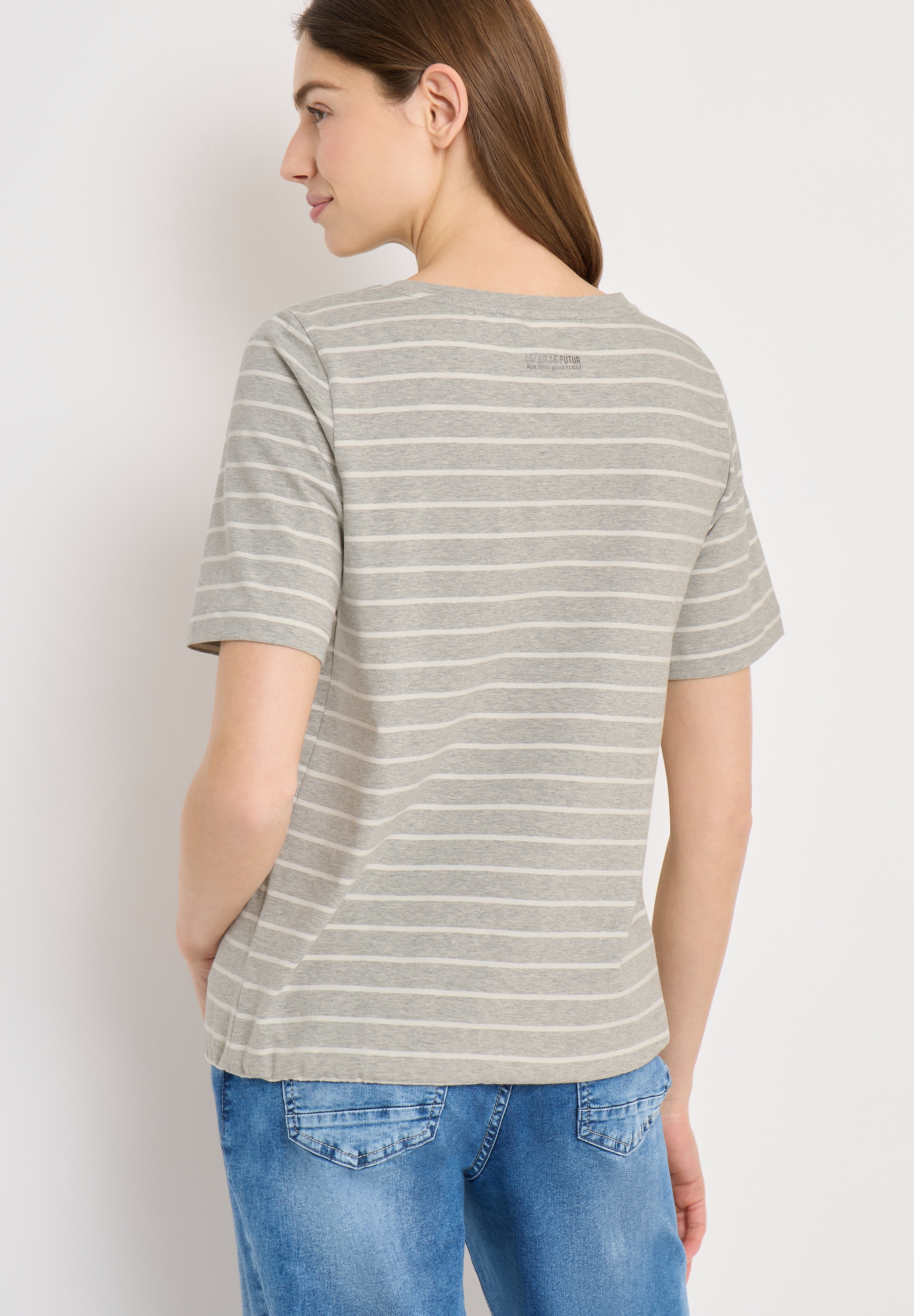 Cecil Kurzarmshirt Sommershirt mit Streifen und Wording