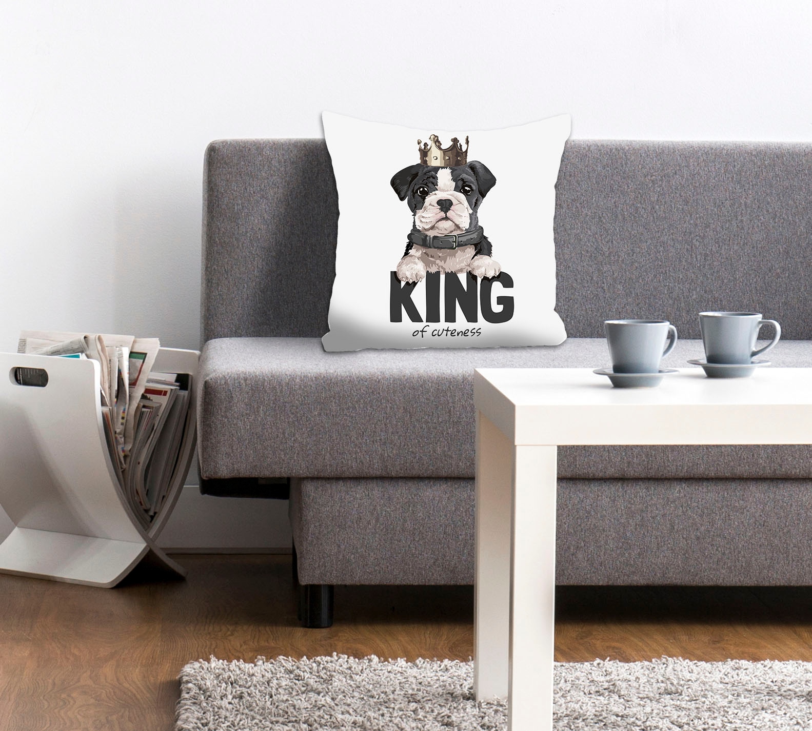 queence Dekokissen "KING OF CUTENESS" mit einem Hund mit Krone günstig online kaufen