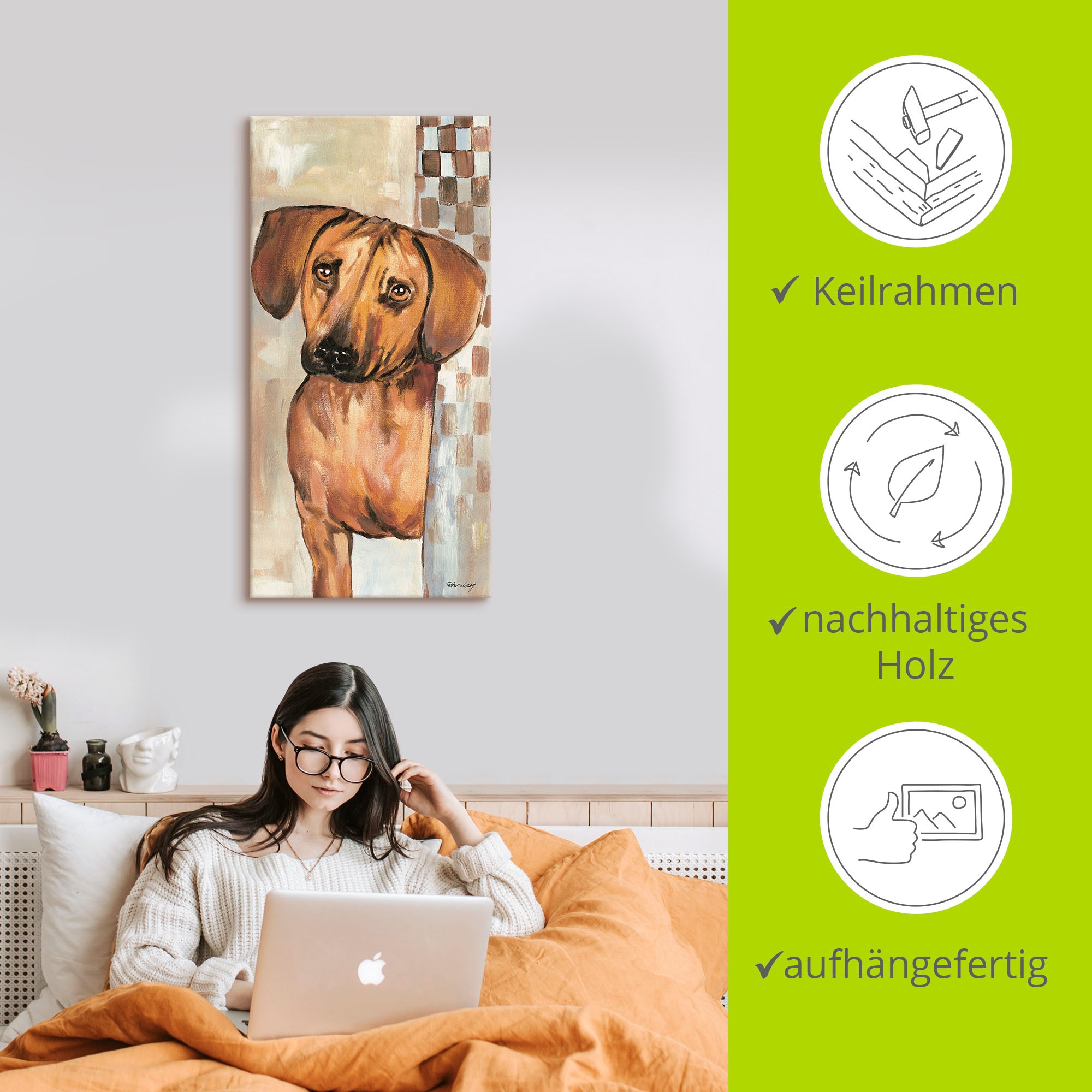 Artland Leinwandbild »Hund«, Haustiere, (1 St.), auf Keilrahmen gespannt