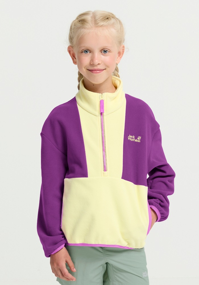 Jack Wolfskin Strickfleece-Pullover »COLORBLOCK TAUNUS HZ K« mit halbem Frontzipper, wasserabweisend, windabweisend, atmungsaktiv