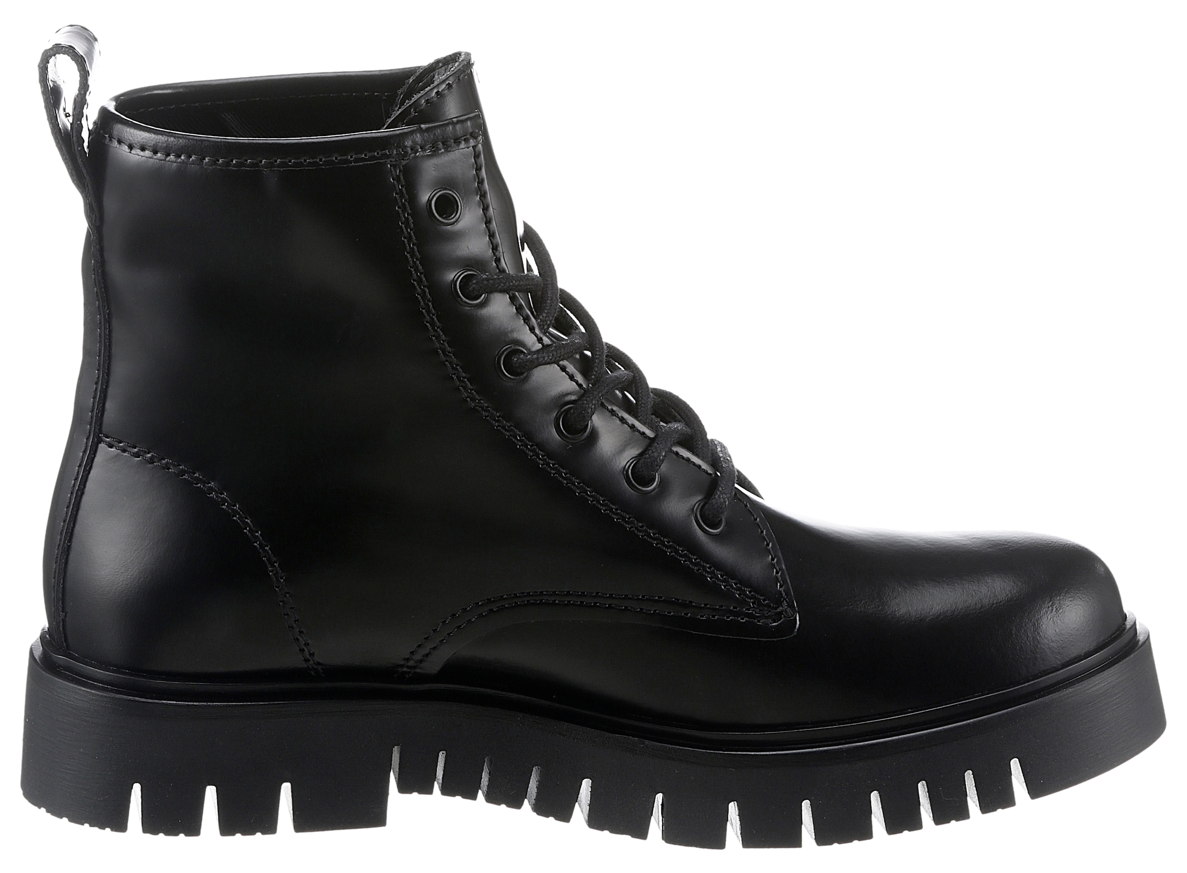 Tommy Jeans Schnürboots »TJW LACE UP BOOT«, Blockabsatz, Plateau, Schnürstiefelette, Chunky Boots, Logoaufnäher